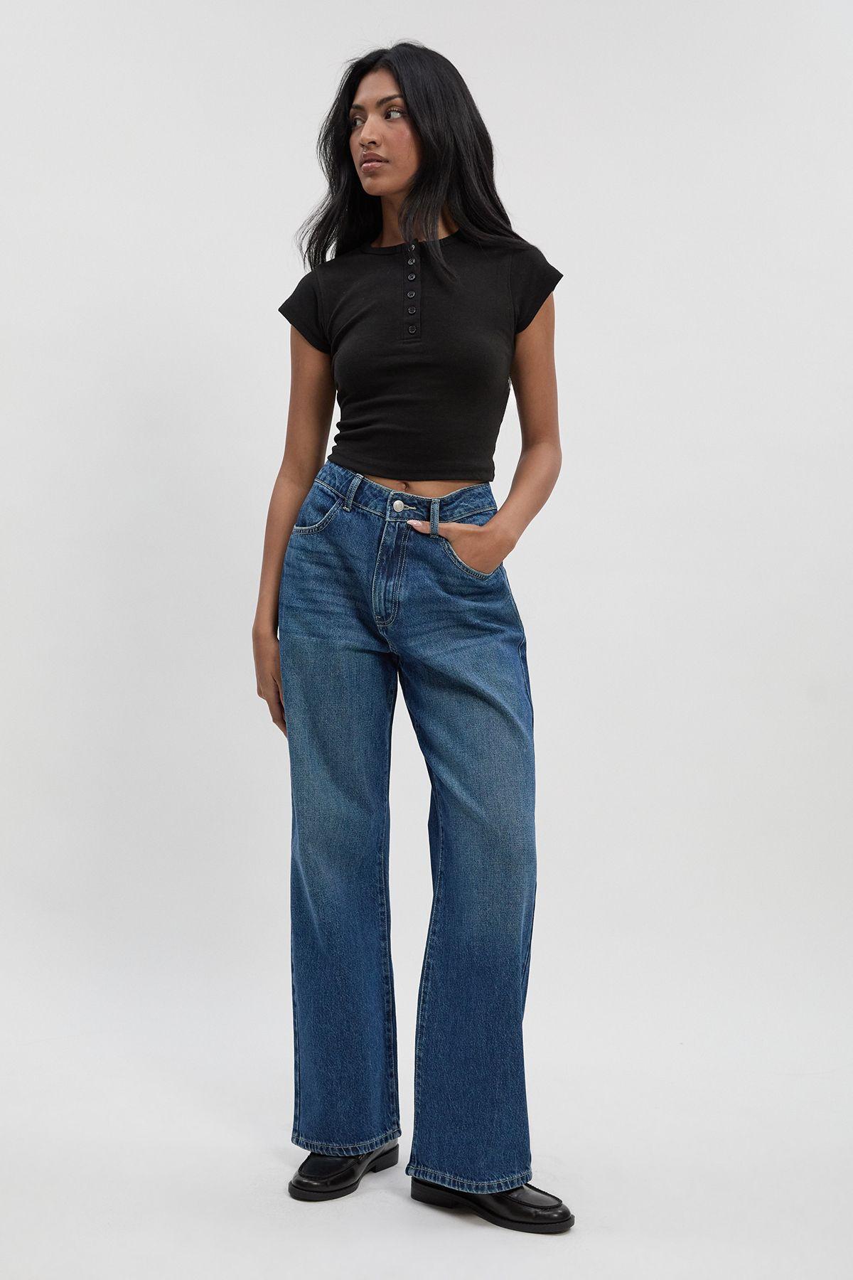 Basics High Waist Straight Leg Jean by BOOHOO
