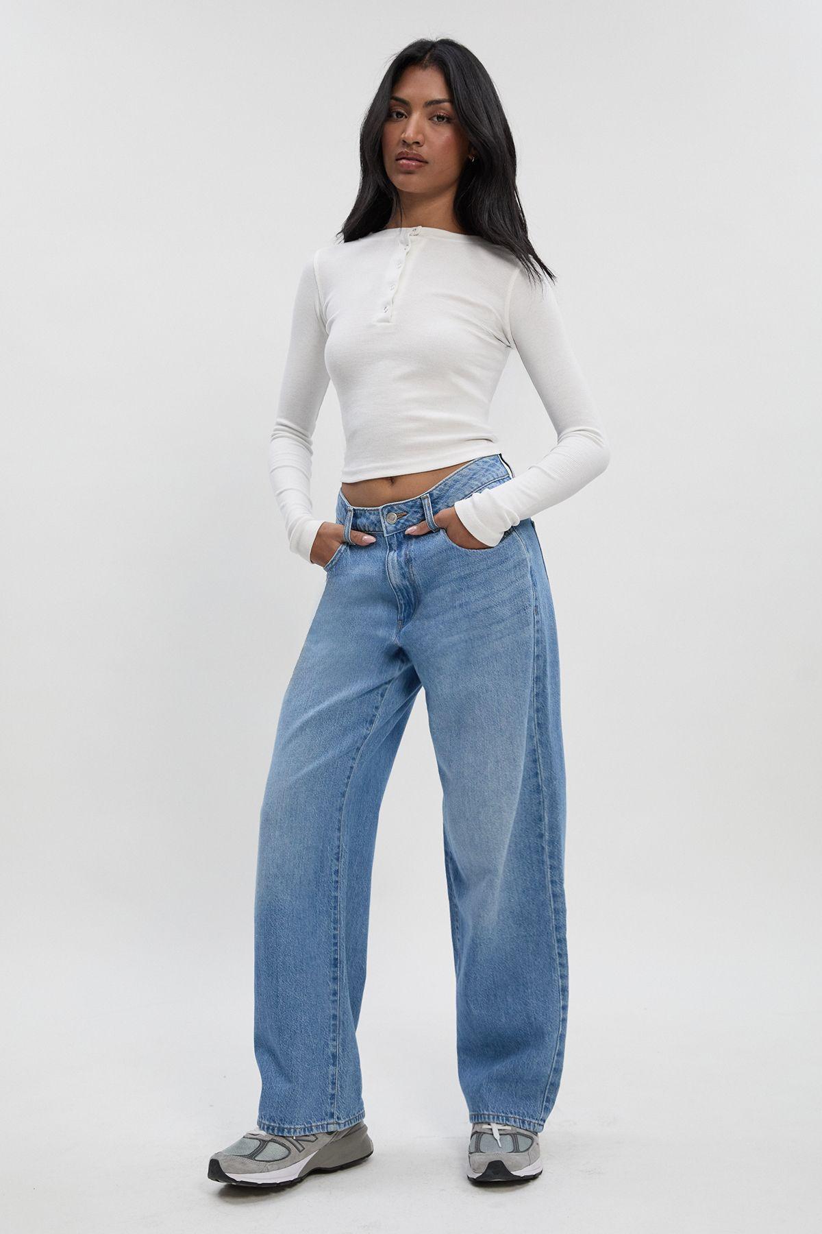 Basics High Waist Straight Leg Jean by BOOHOO