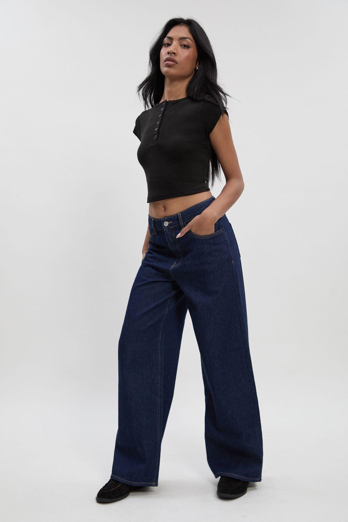 Basics High Waist Wide Leg Jean by BOOHOO Basics High Waist Wide Leg Jean by BOOHOO