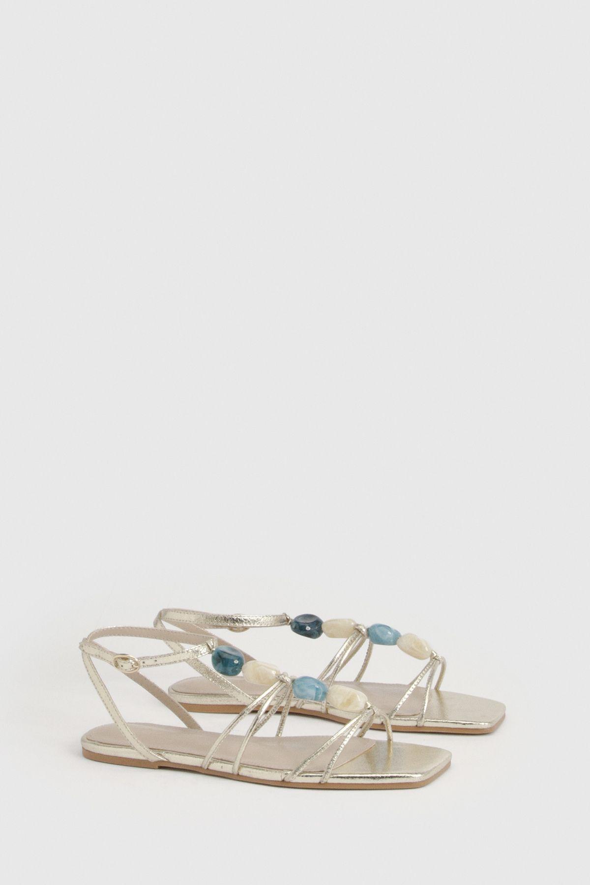 Bead Detail Strappy Sandals by BOOHOO