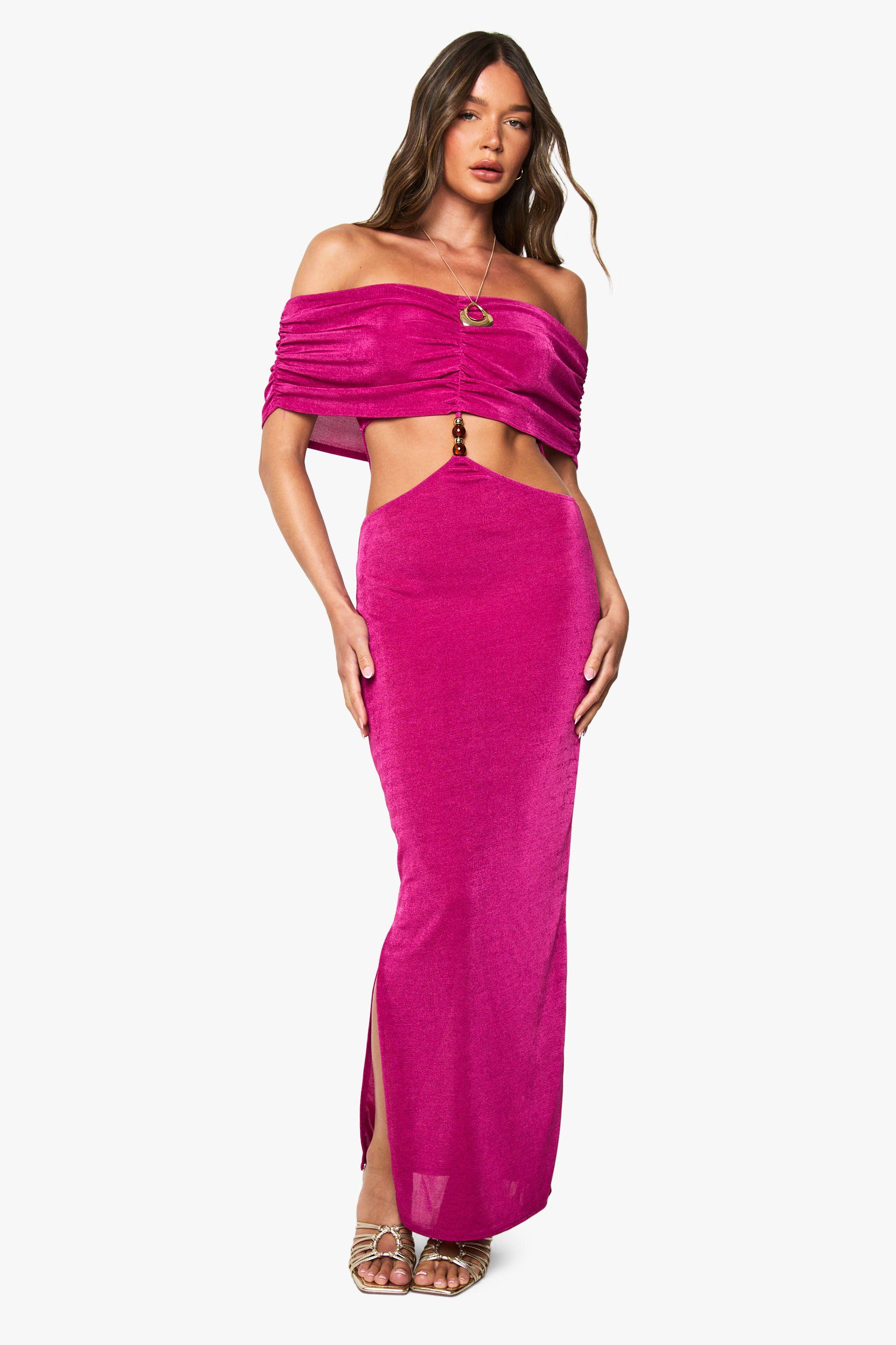 Beaded Bardot Maxi Dress by BOOHOO