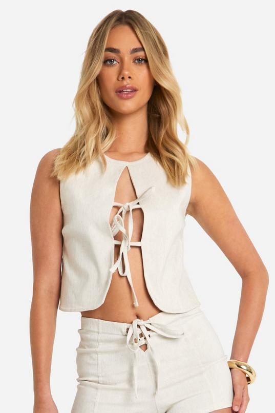 Bengaline Lace Up Waistcoat by BOOHOO