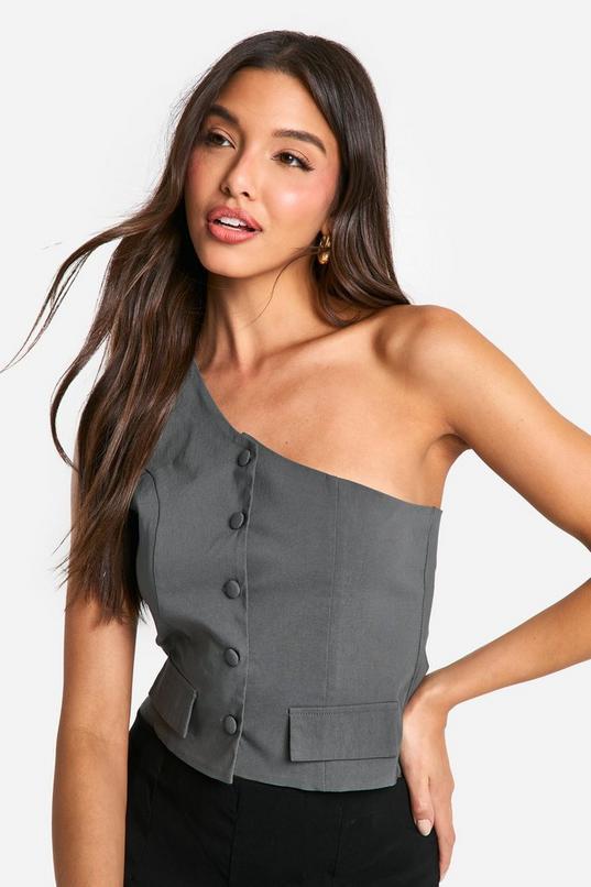 Bengaline One Shoulder Waistcoat by BOOHOO