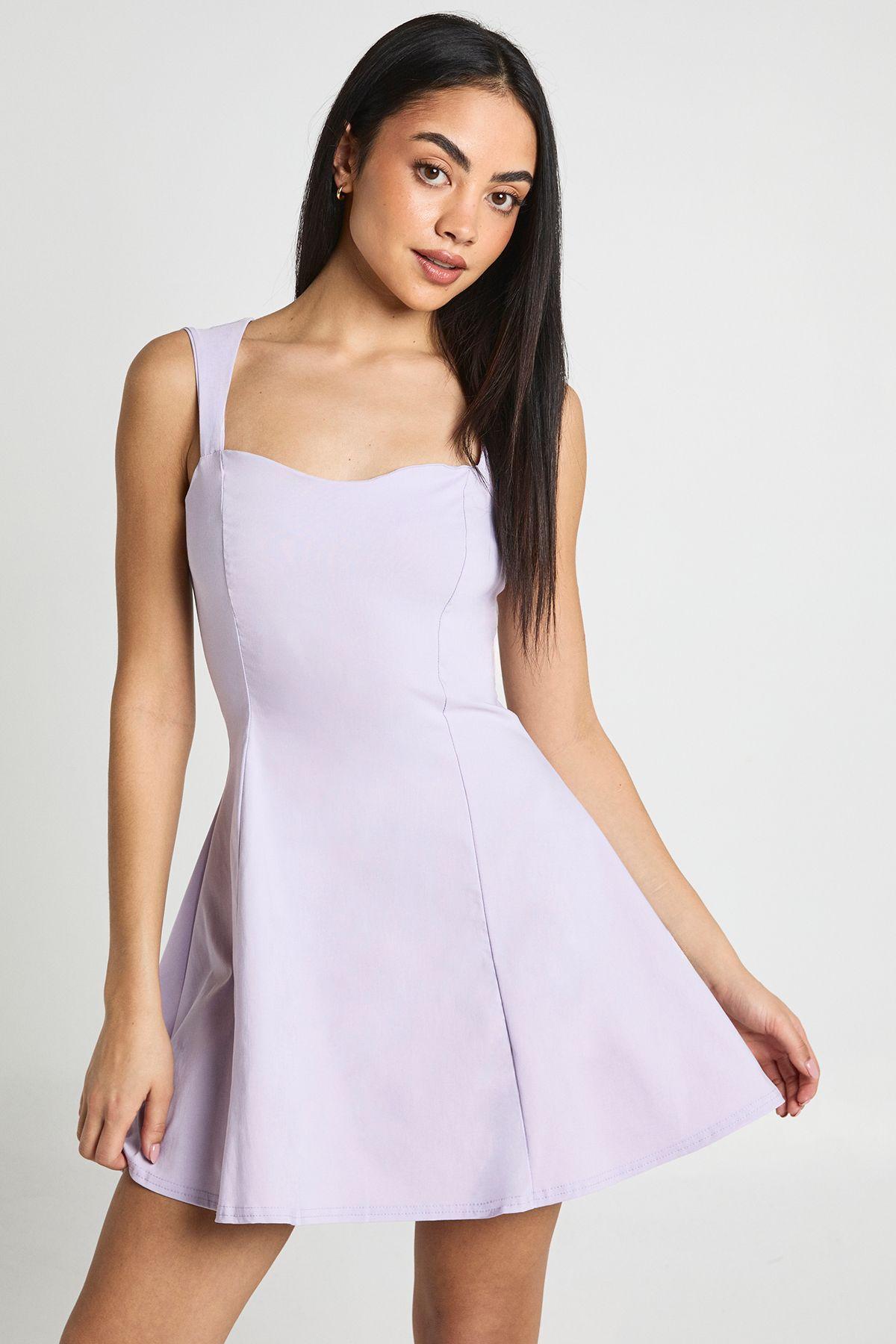 Bengaline Sweetheart Neck Cap Sleeve Skater Dress by BOOHOO