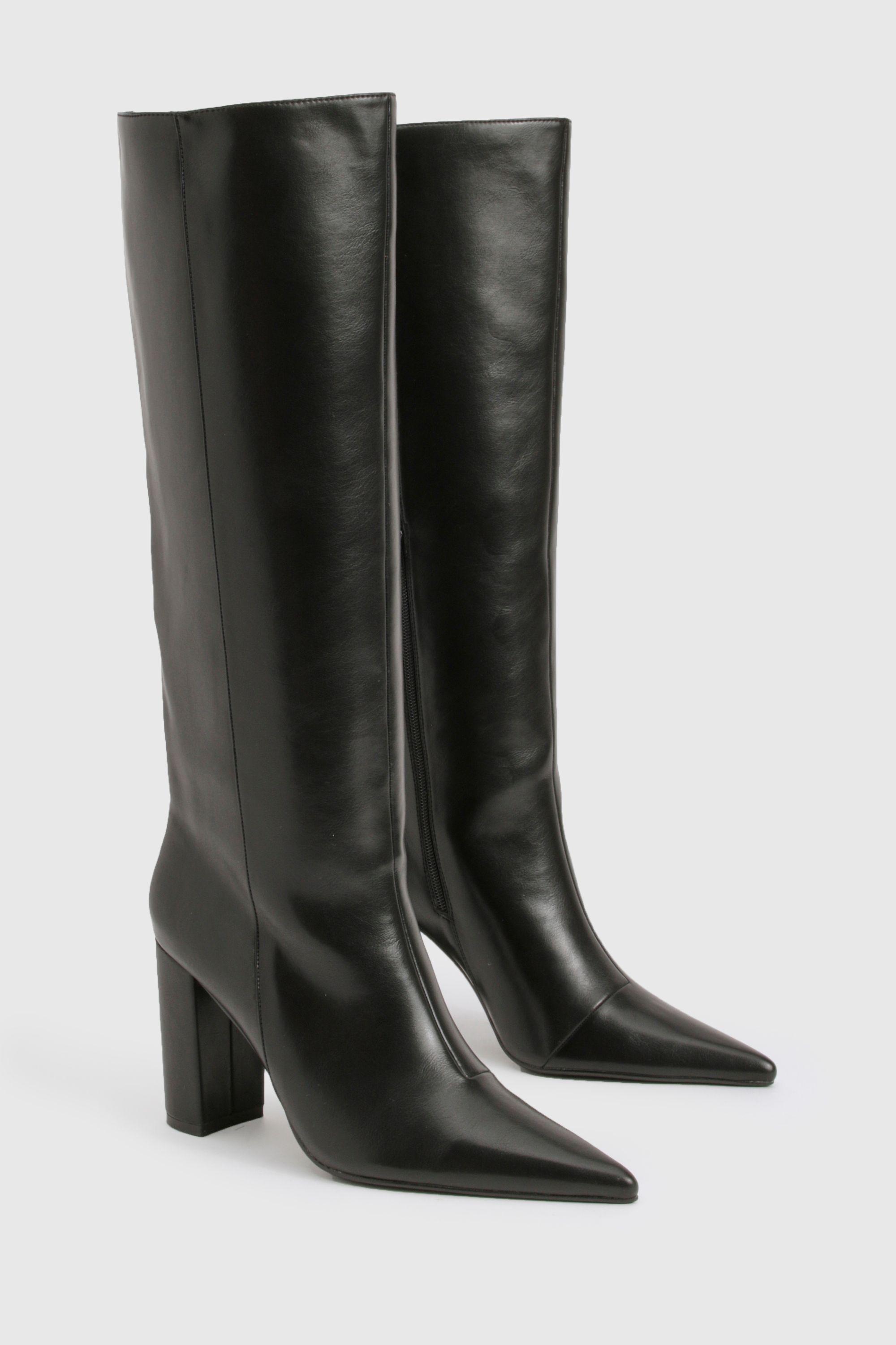 Block Heel Column Boots by BOOHOO