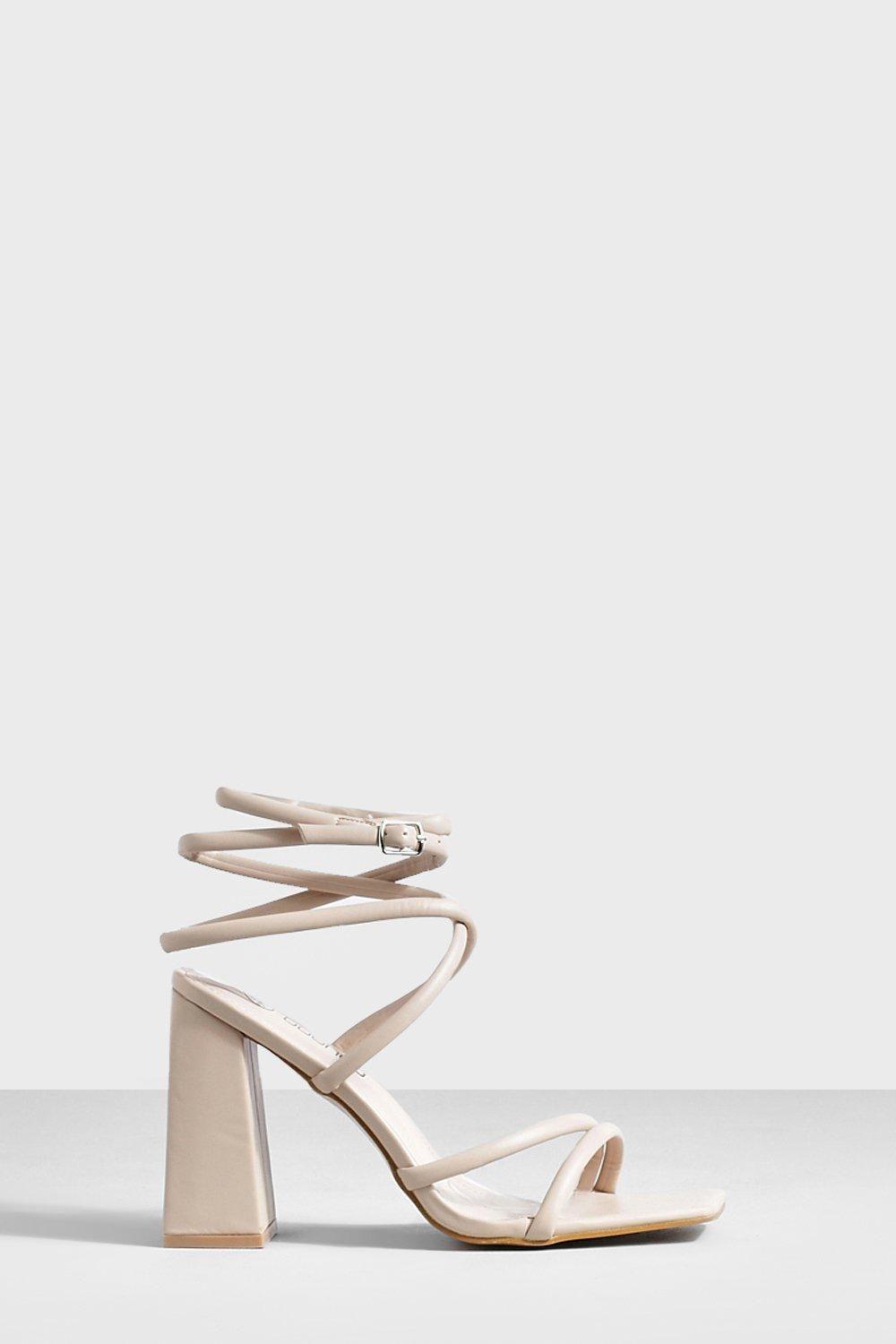 Block Heel Square Toe Strappy Heels by BOOHOO