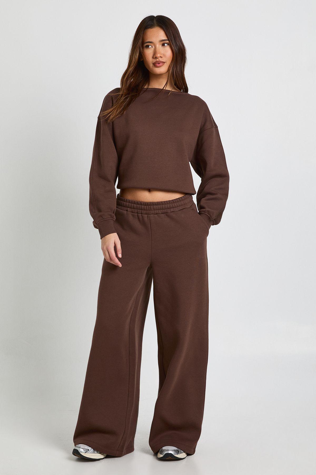 Boat Neck Sweatshirt Tracksuit by BOOHOO