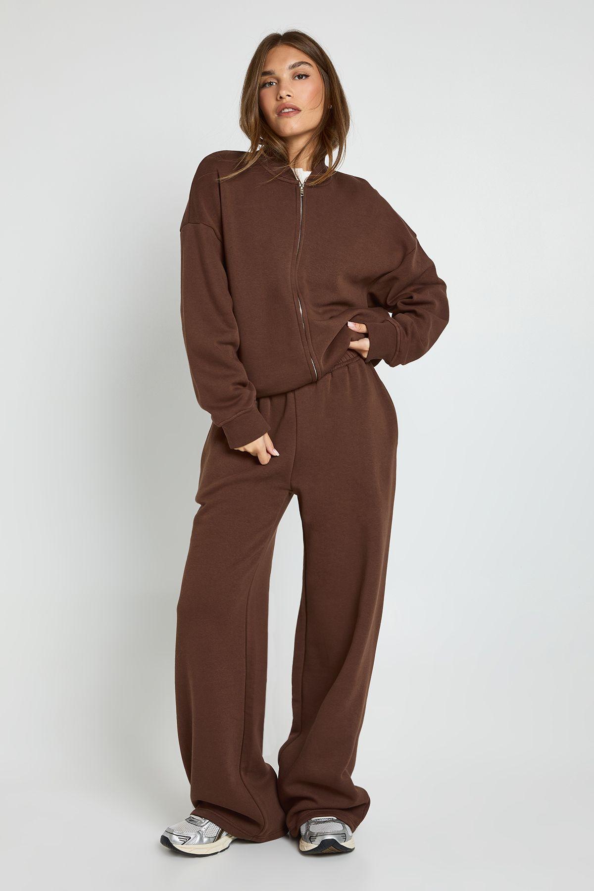 Bomber Jacket Wide Leg Jogger Tracksuit by BOOHOO