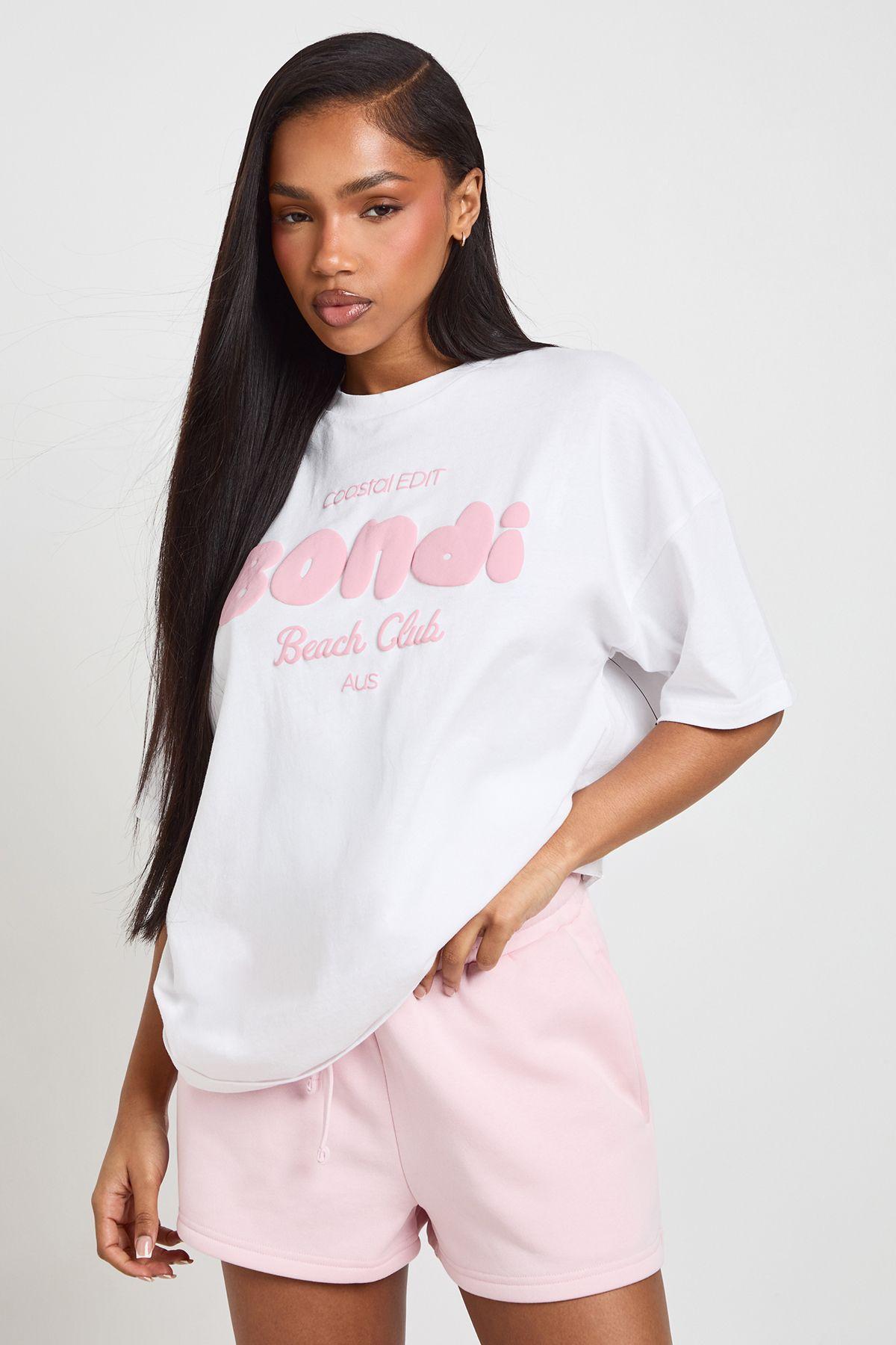 Bondi Beach Club Bubble Print Oversized T-Shirt by BOOHOO
