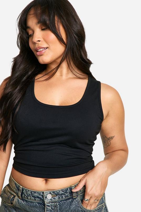 Boohoo Basics Plus Cotton Wide Strap Full Length Vest by BOOHOO