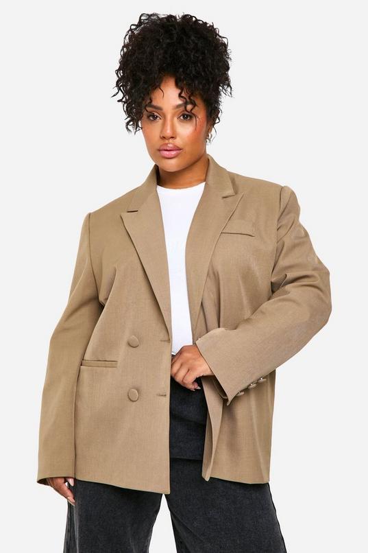 Boohoo Basics Plus Essential Oversized Double Breasted Blazer by BOOHOO