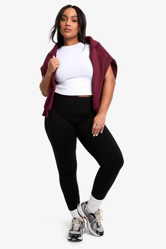 Boohoo Basics Plus High Waisted Deep Waistband Legging by BOOHOO