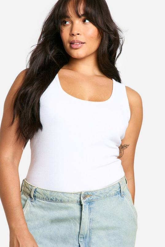 Boohoo Basics Plus Ribbed Wide Strap Full Length Vest by BOOHOO