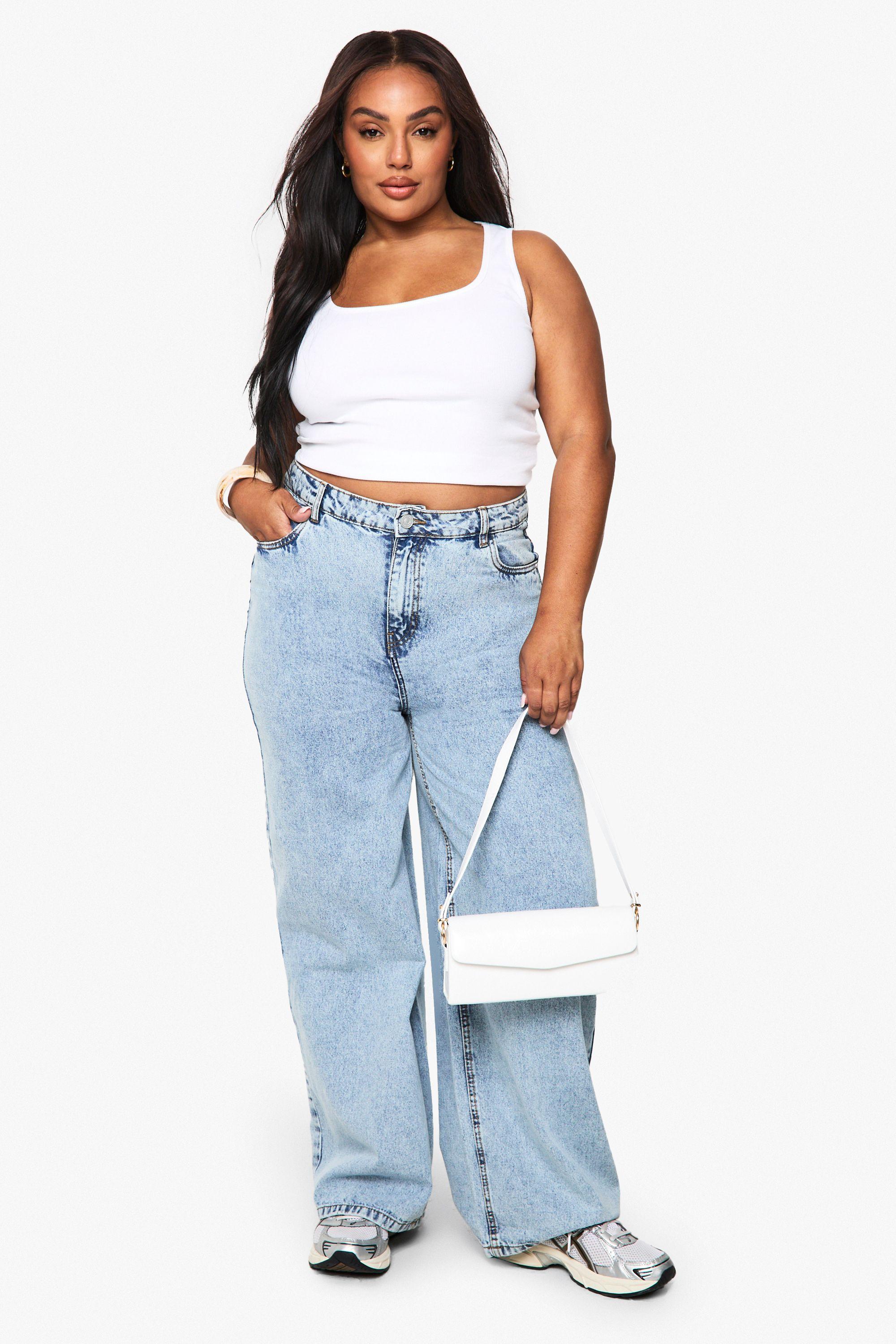 Boohoo Basics Plus Straight Leg Jeans by BOOHOO