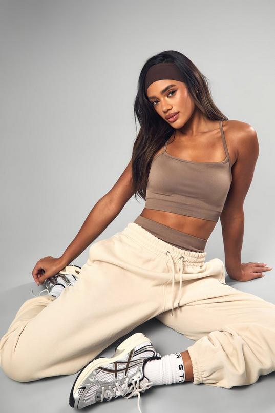 Boohoo Basics Seamless Rib Padded Light Support Sports Bra by BOOHOO