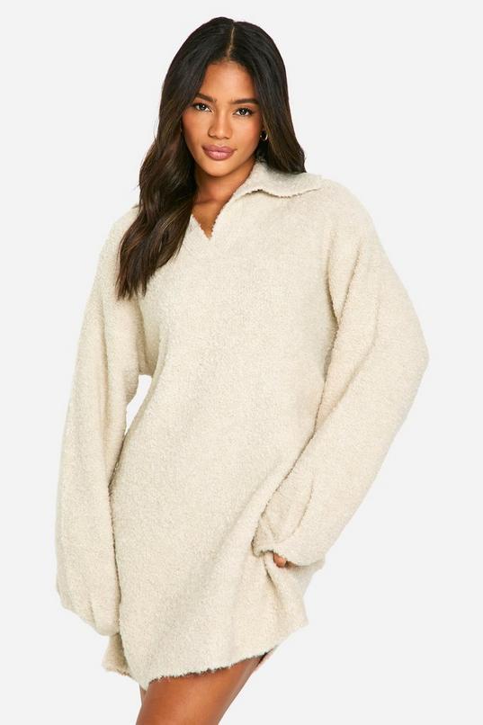 Borg Oversized Collar Detail Mini Dres by BOOHOO