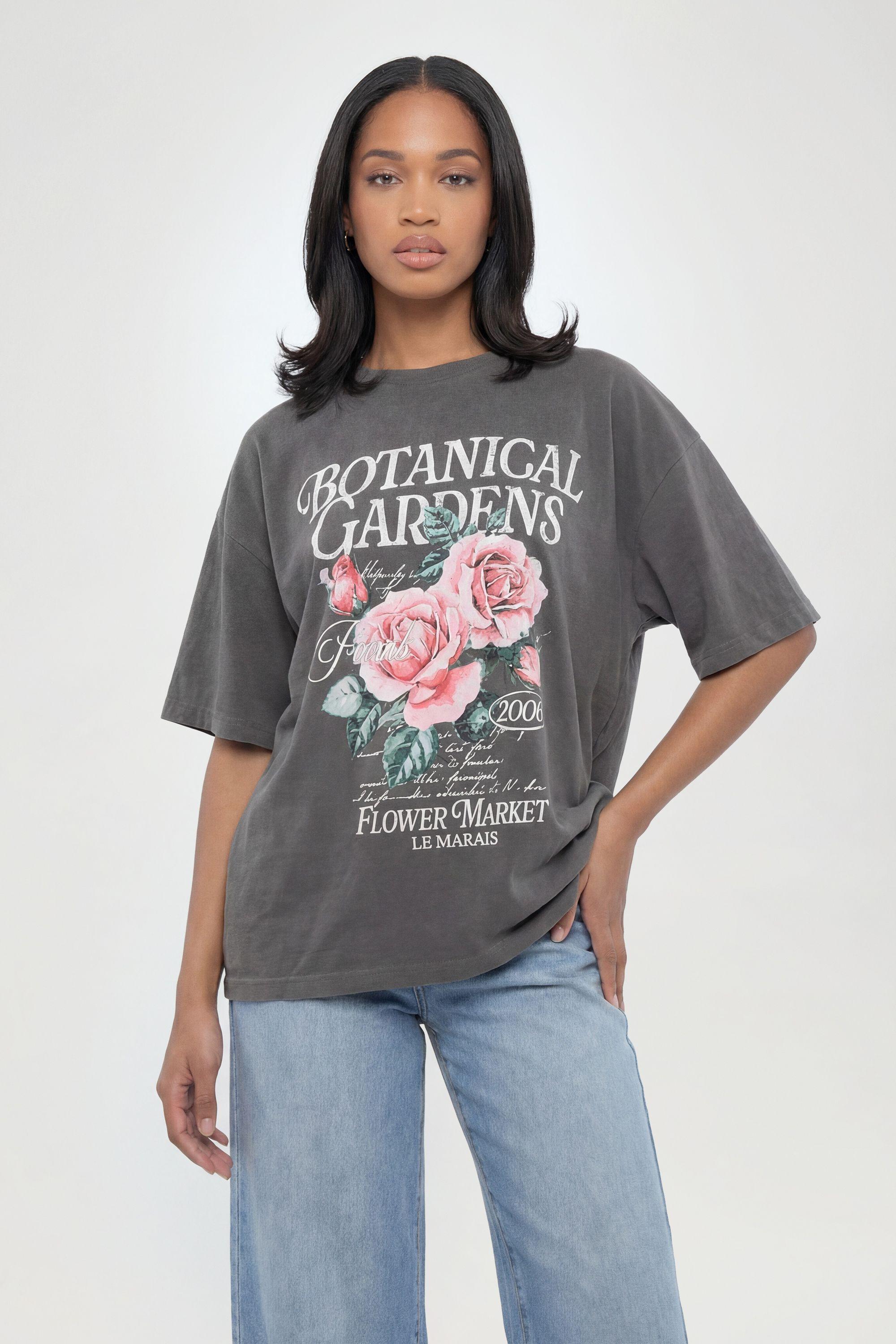 Botanical Gardens Front Print Printed T-Shirt by BOOHOO