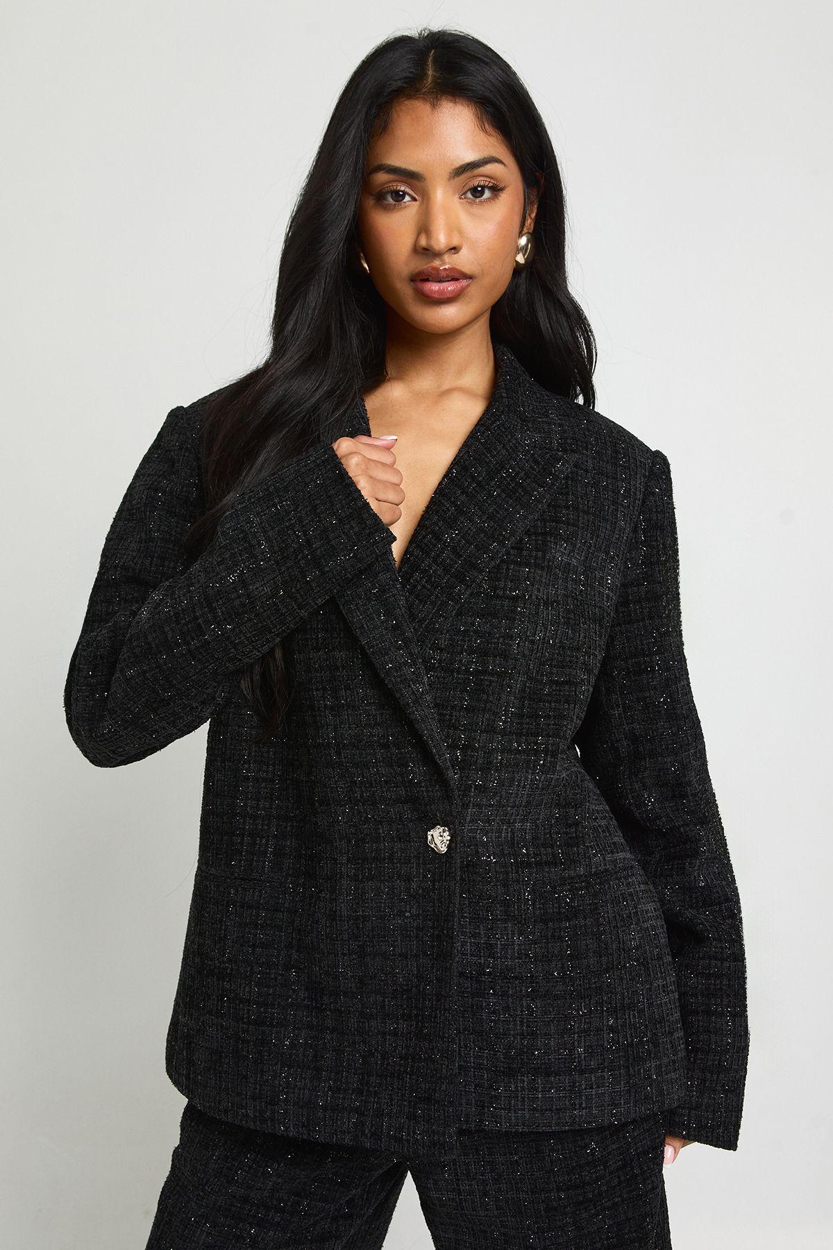 Boucle Oversized Tailored Blazer by BOOHOO