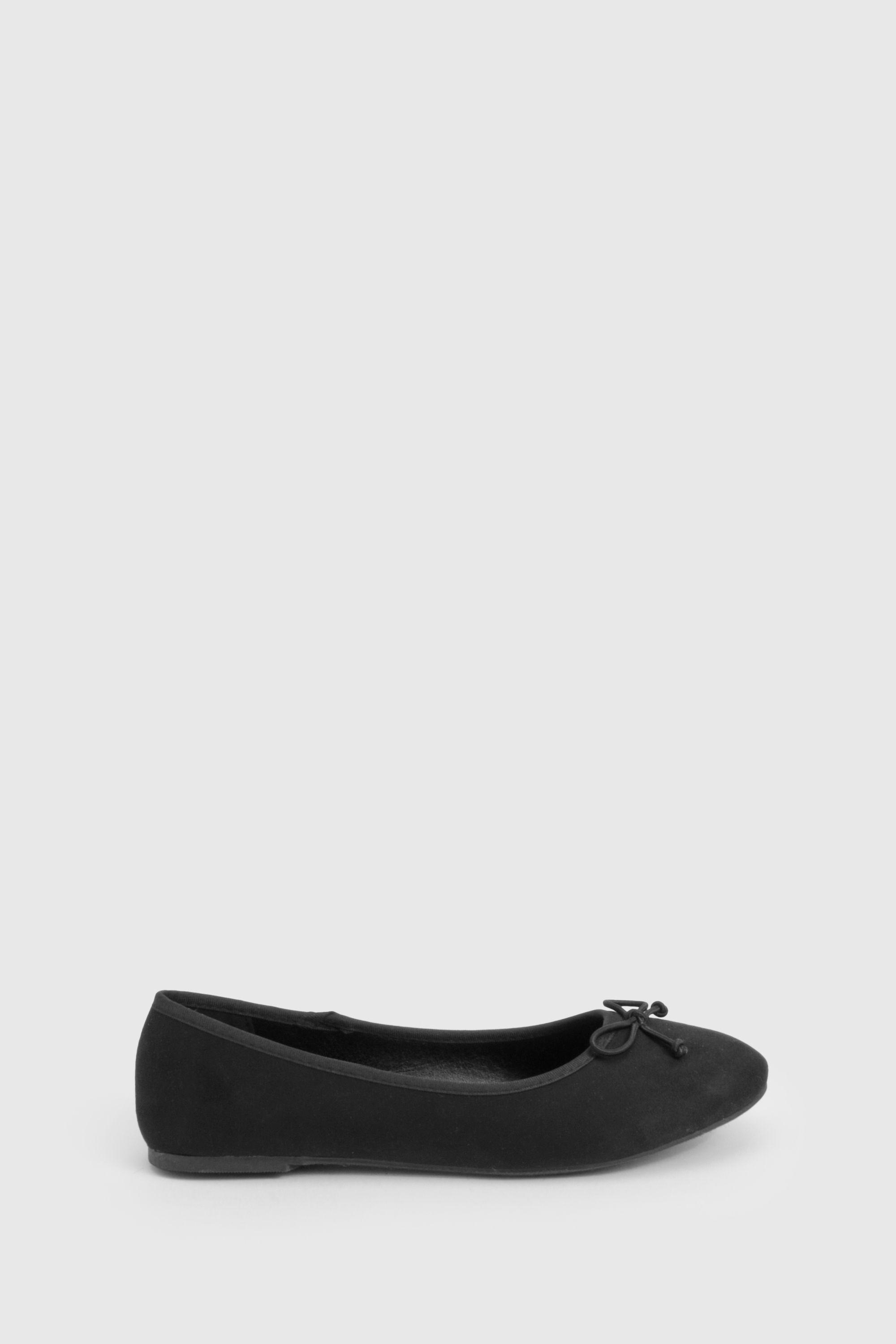 Bow Detail Faux Suede Ballet Flats by BOOHOO
