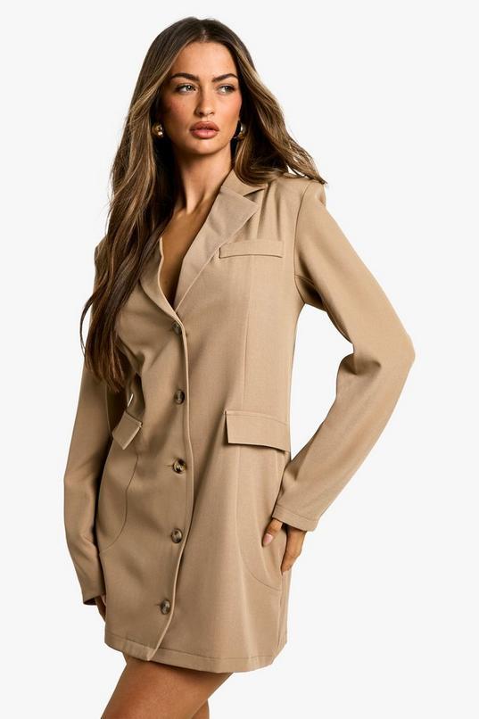 Boxy Button Down Blazer Dress by BOOHOO
