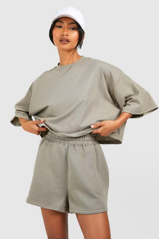 Boxy Crop T-Shirt And Short Set by BOOHOO