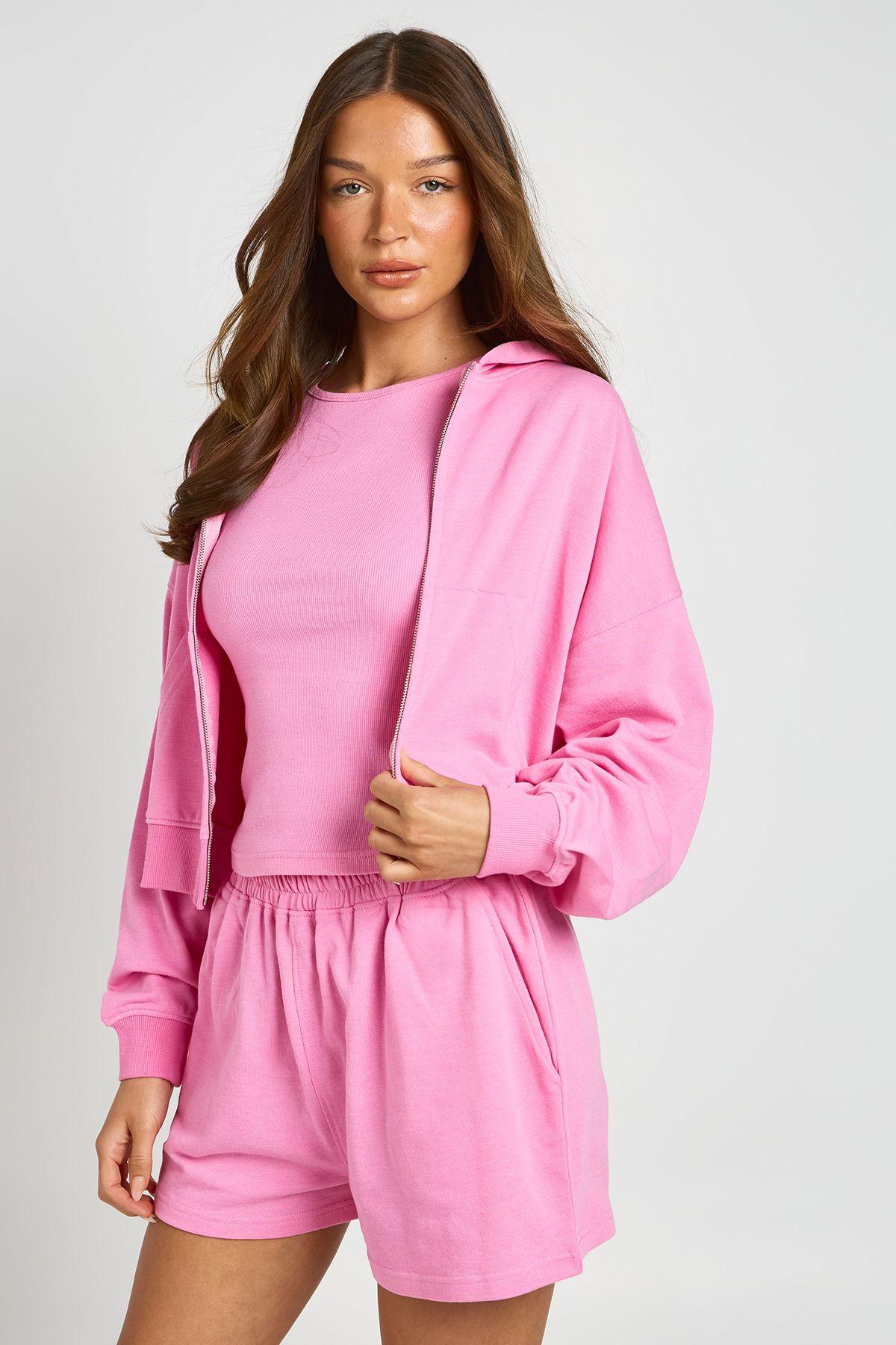 Boxy Crop Zip Through Hoodie by BOOHOO