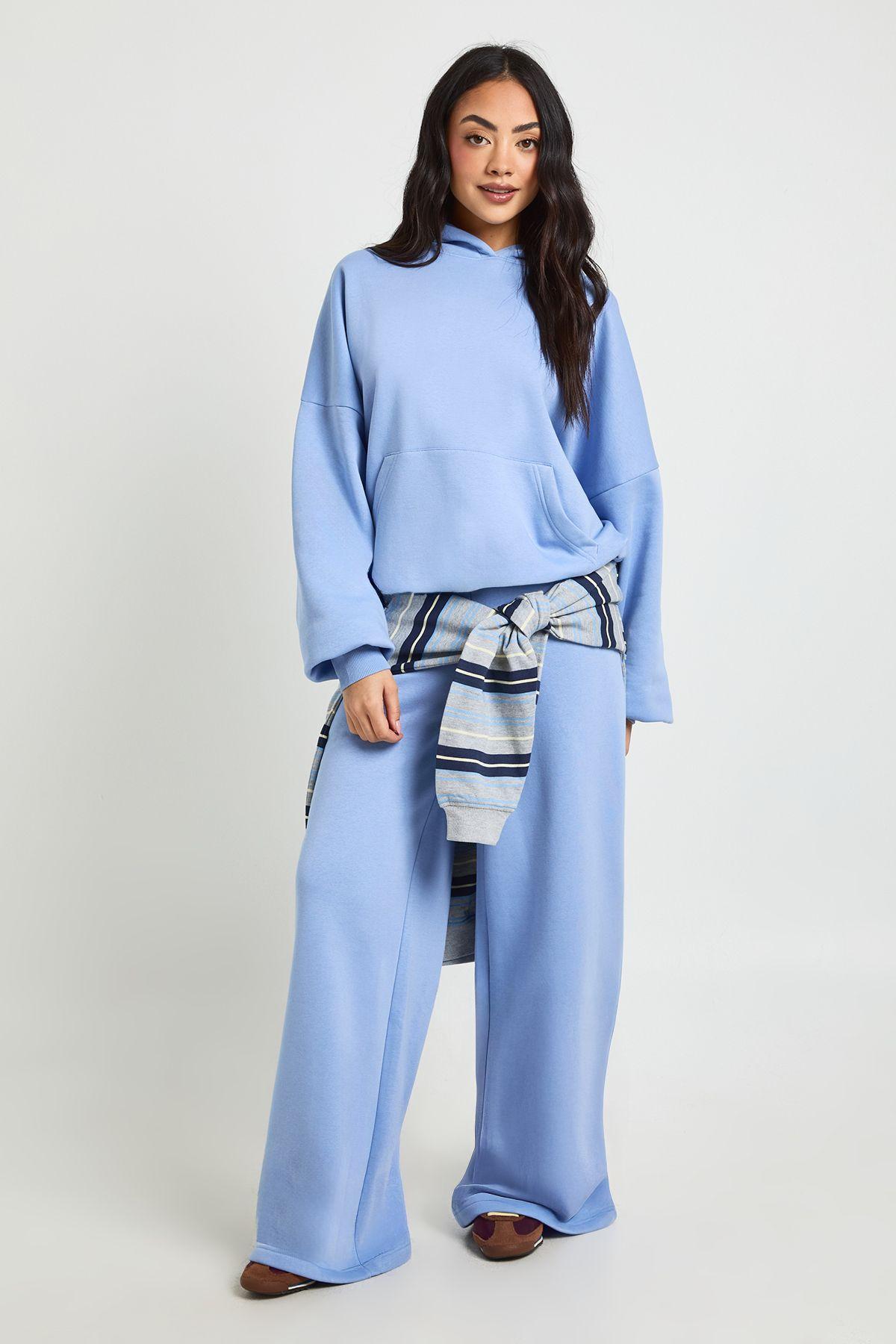 Boxy Hoodie And Straight Leg Jogger Tracksuit by BOOHOO