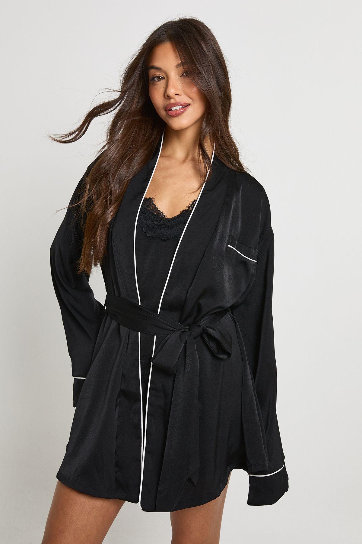 Bridal 'Bridesmaid' Satin Embroidered Short Robe by BOOHOO