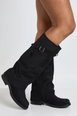Buckle Detail Foldover Knee High Boots by BOOHOO