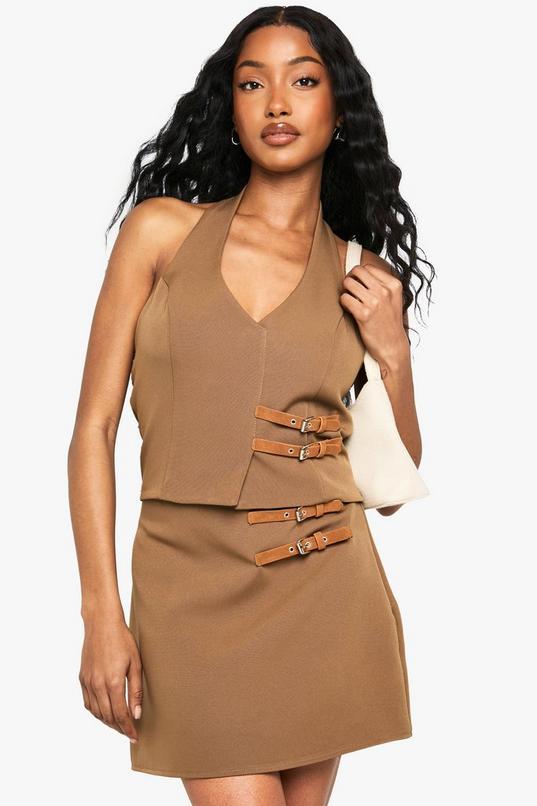 Buckle Detail Tailored Mini Skirt by BOOHOO