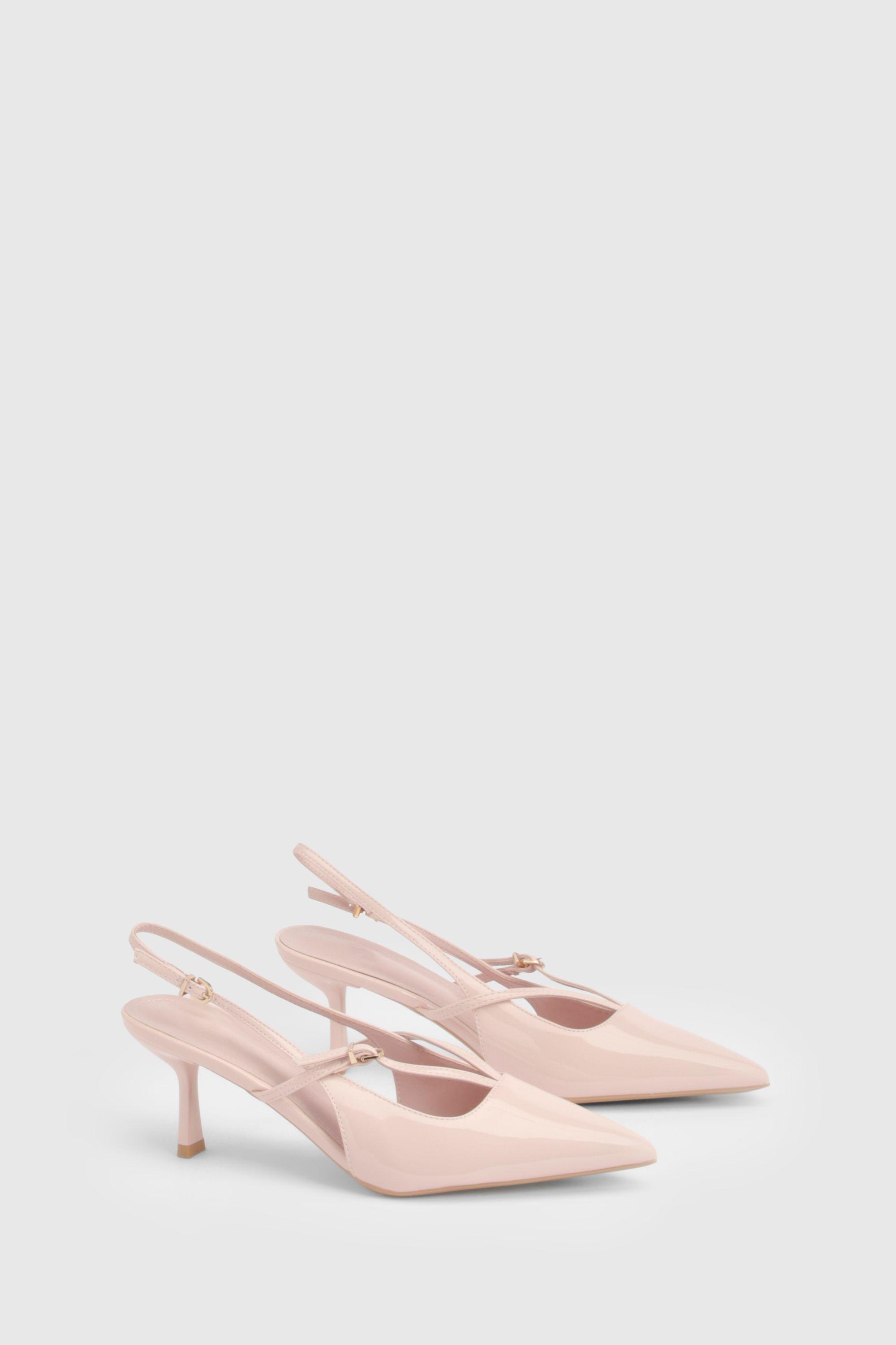 Buckle Strap Detail Slingback Court Heels by BOOHOO