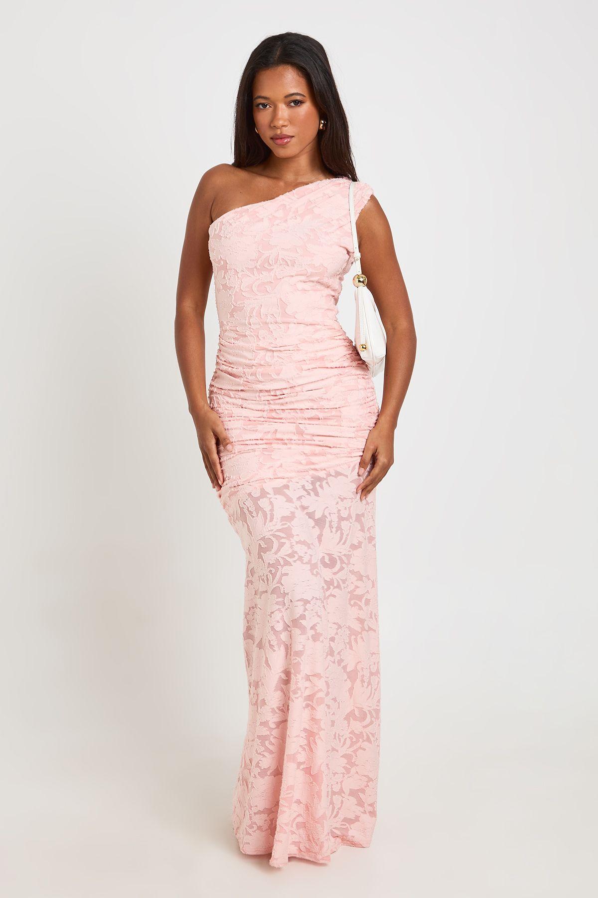Burnout Floral Asym Neck Maxi Dress by BOOHOO