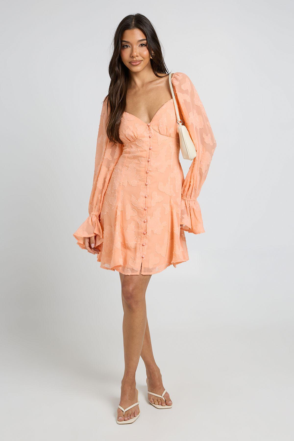 Burnout Floral Godet Hem Mini Dress by BOOHOO