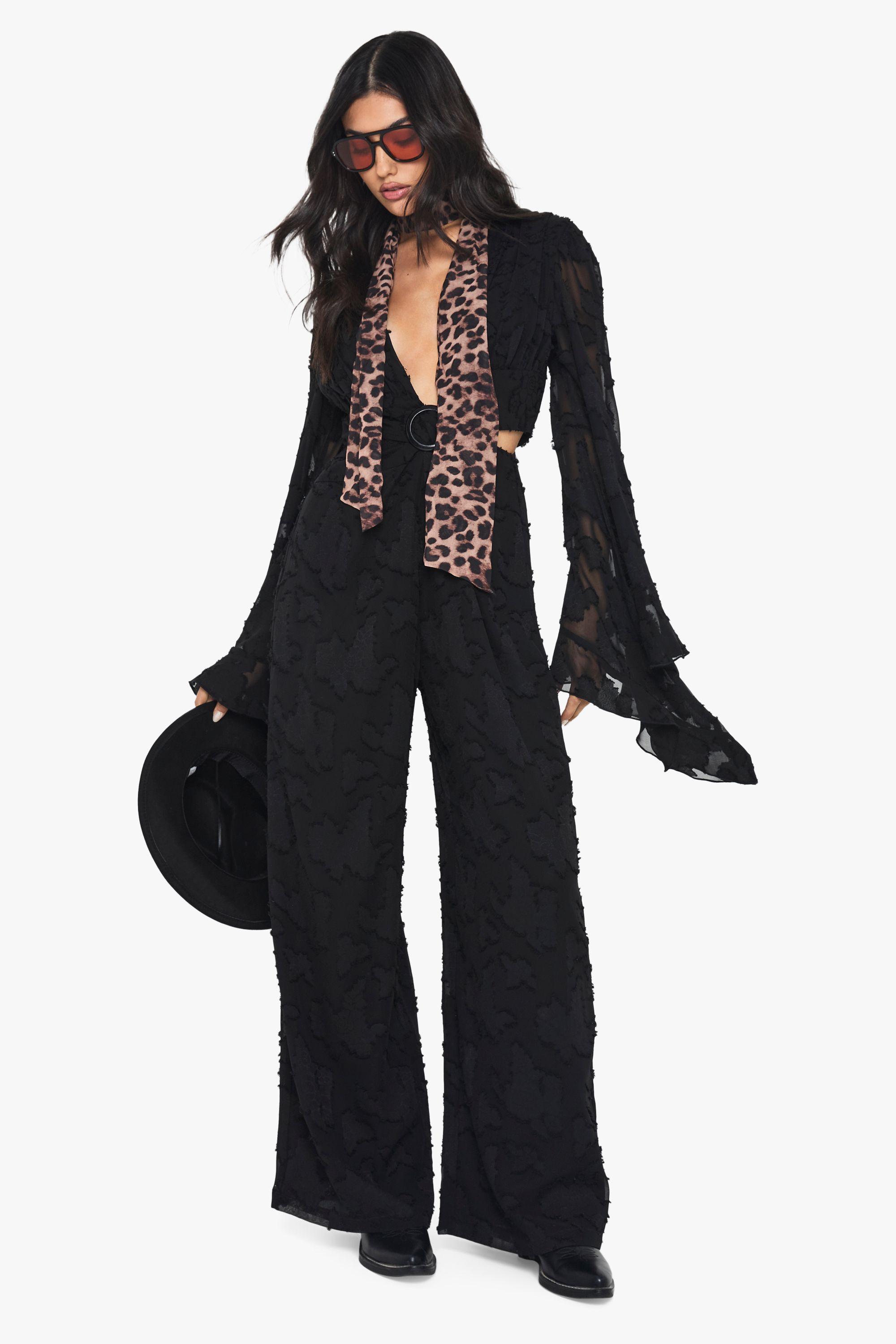 Burnout Floral Wide Sleeve Jumpsuit by BOOHOO