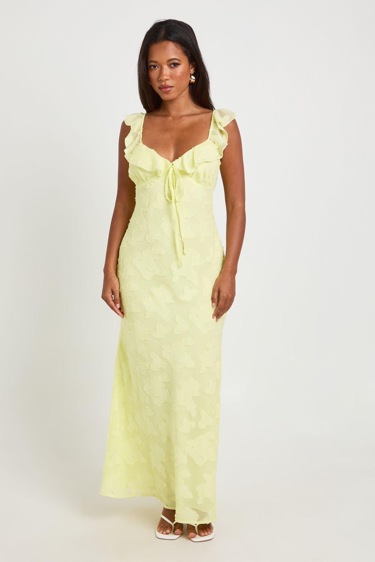 Burnout Ruffle Strap Slip Dress by BOOHOO