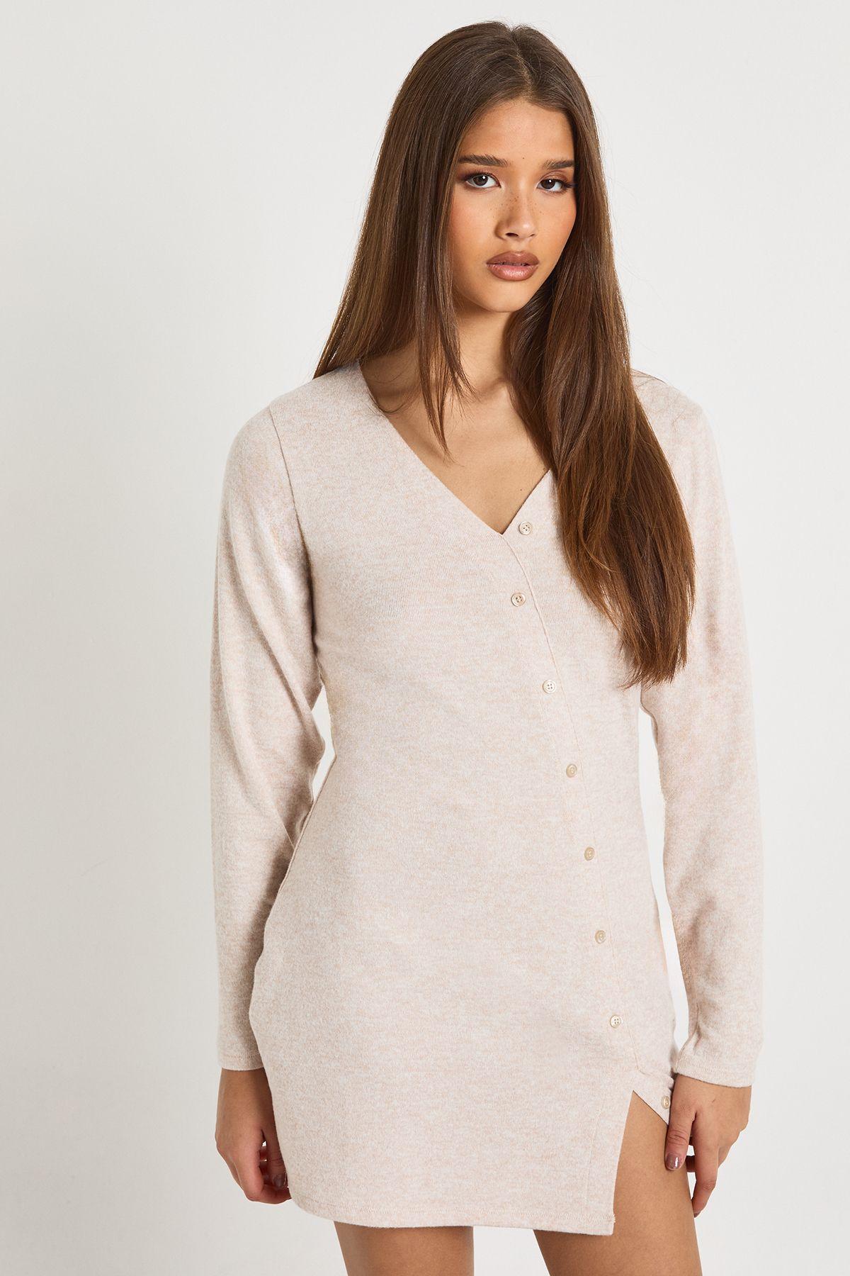 Button Down Asymmetric Mini Dress by BOOHOO