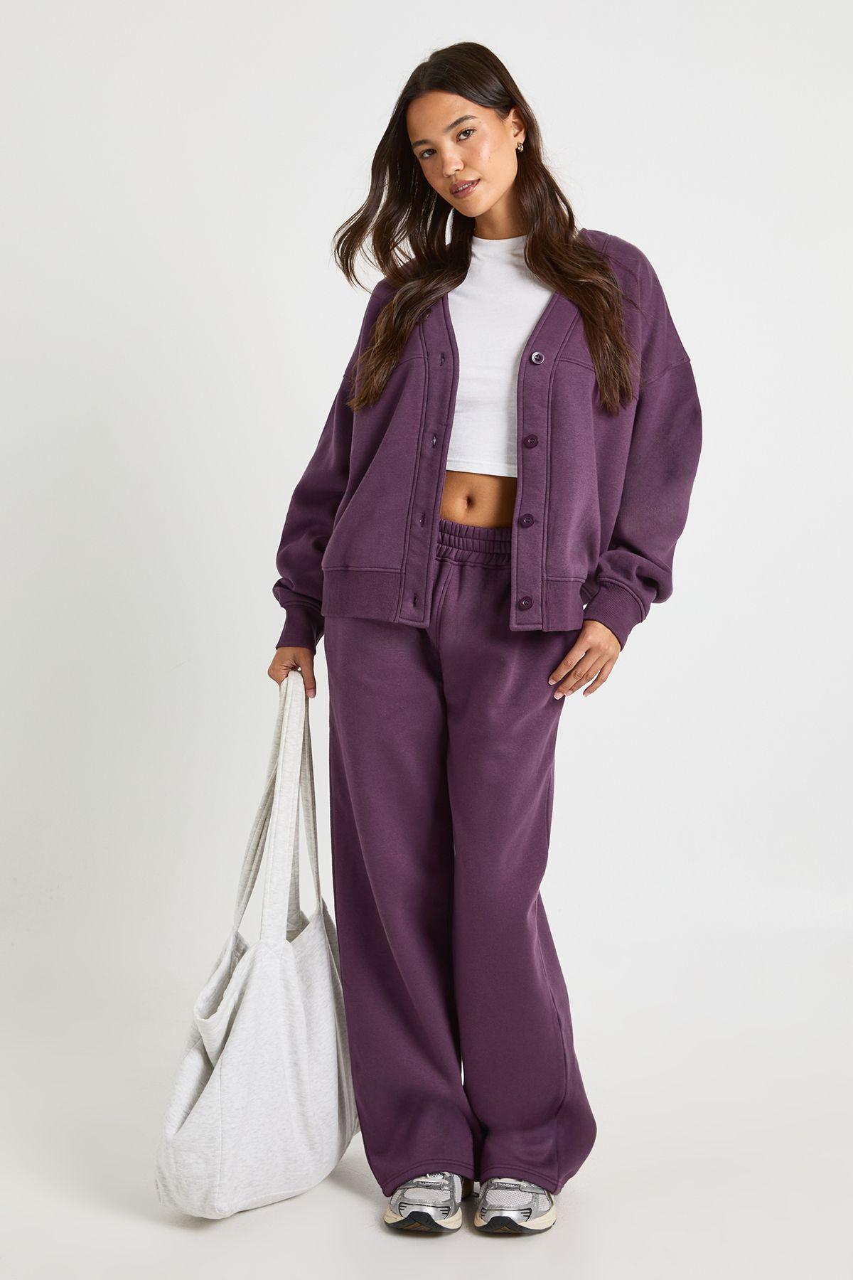Button Through Cardigan Sweatshirt And Straight Leg Jogger Tracksuit by BOOHOO