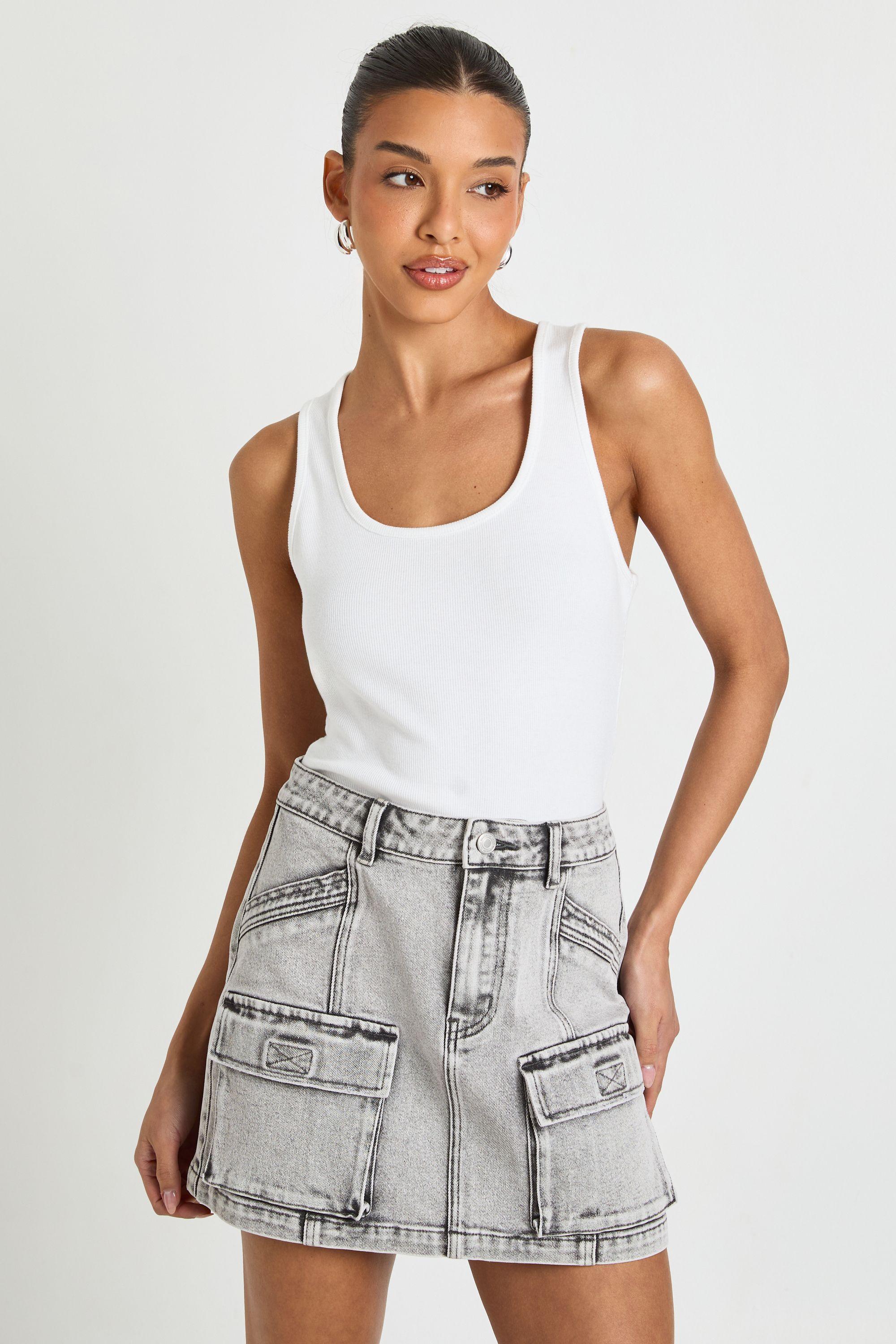 Cargo Denim Mini Skirt by BOOHOO