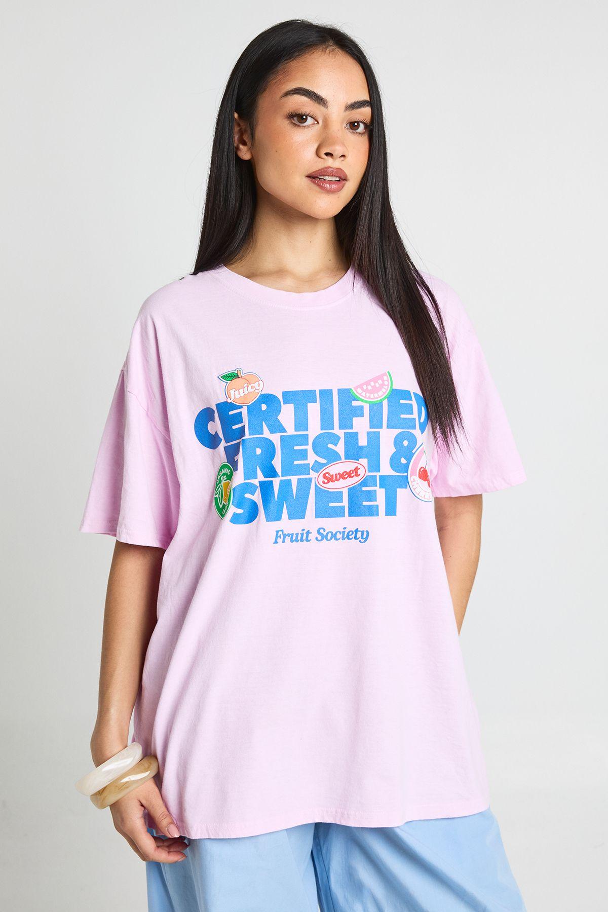 Certified Fresh and Sweet Fruits Printed T-Shirt by BOOHOO