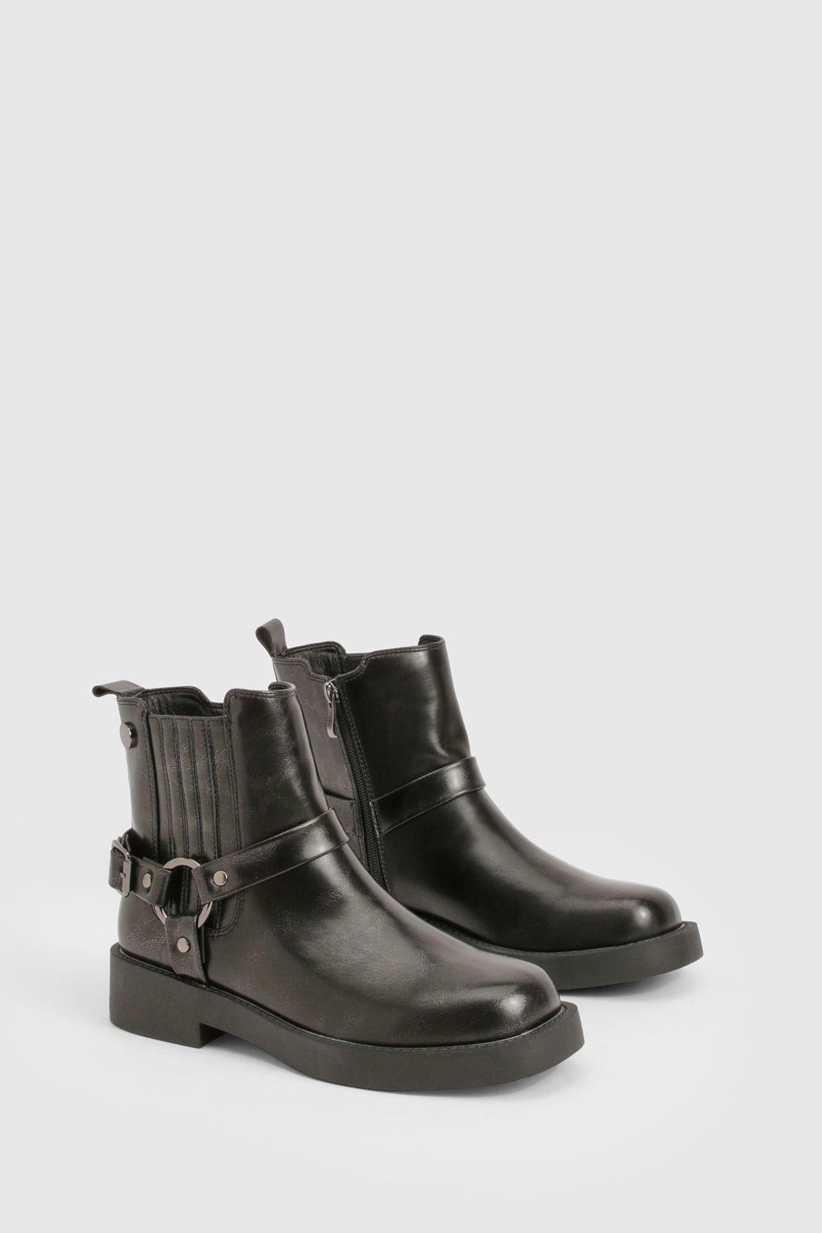 Chelsea Biker Buckle Ankle Boot by BOOHOO