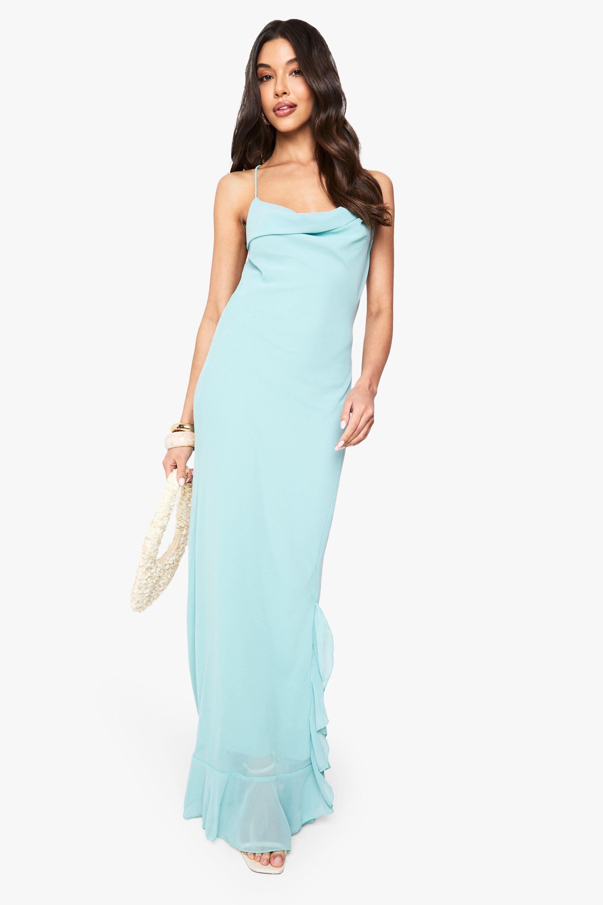 Chiffon Cowl Neck Maxi Dress by BOOHOO