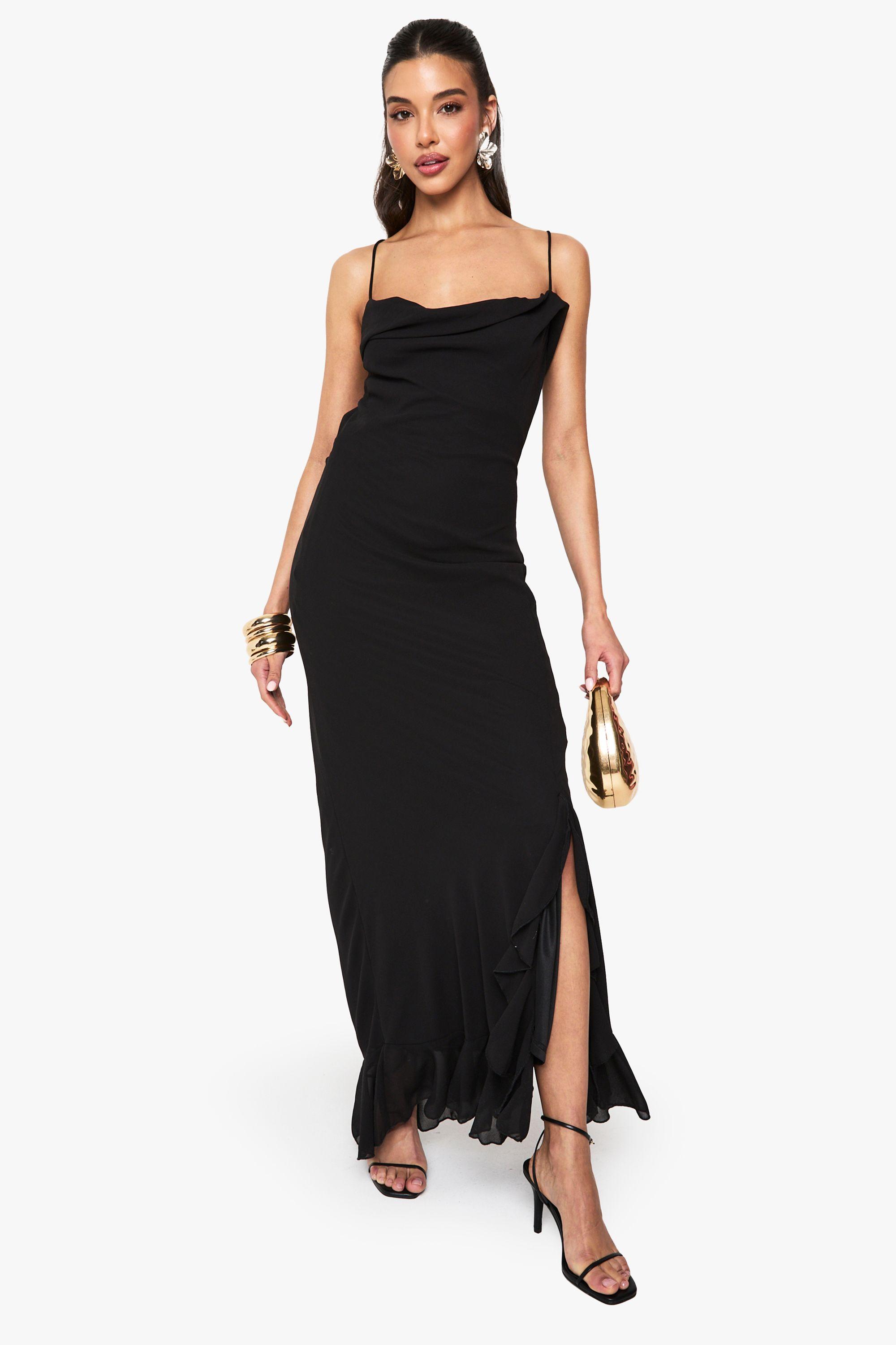 Chiffon Cowl Neck Maxi Dress by BOOHOO