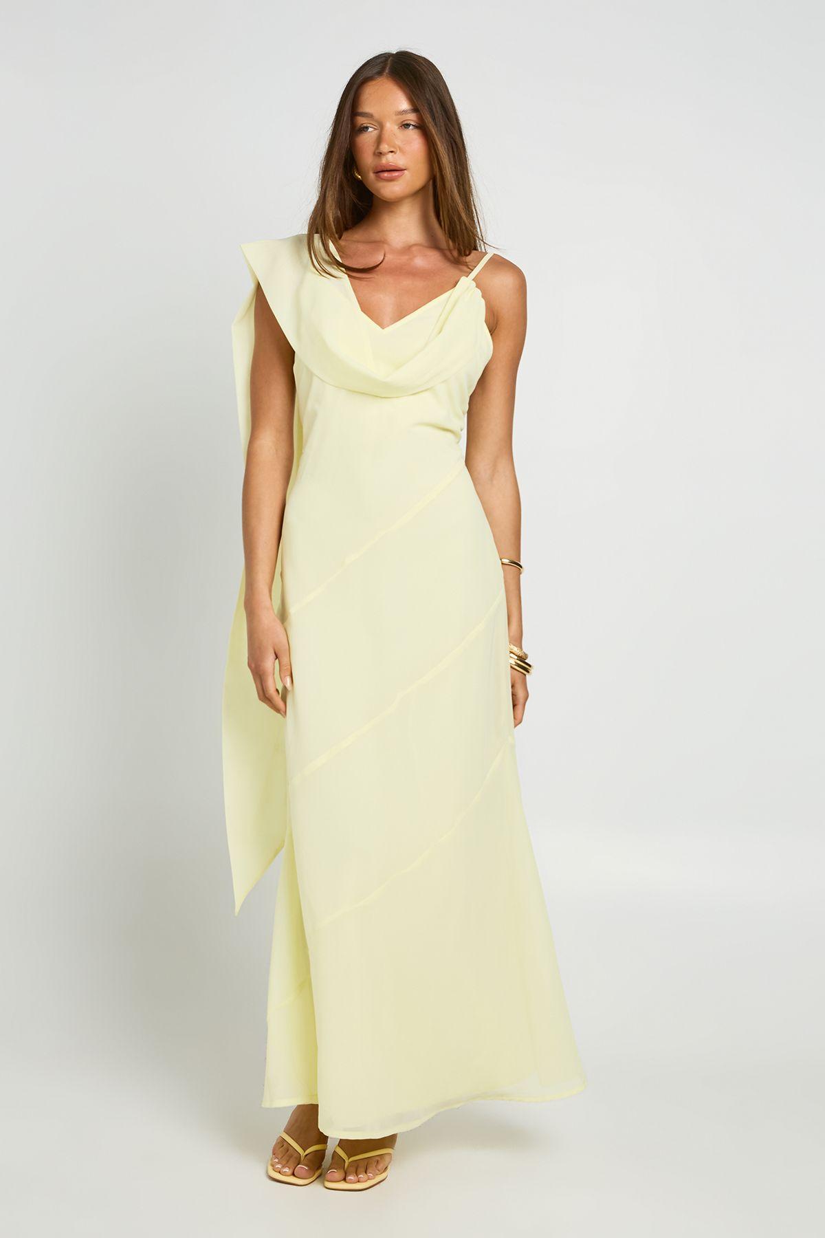 Chiffon Drape Neck Scarf Detail Maxi Dress by BOOHOO