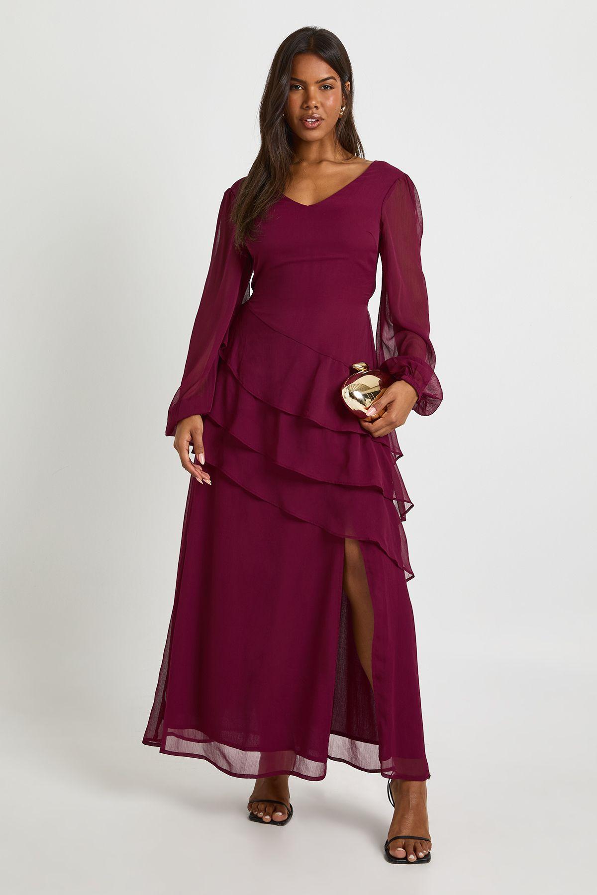 Chiffon Frill Maxi Dress by BOOHOO