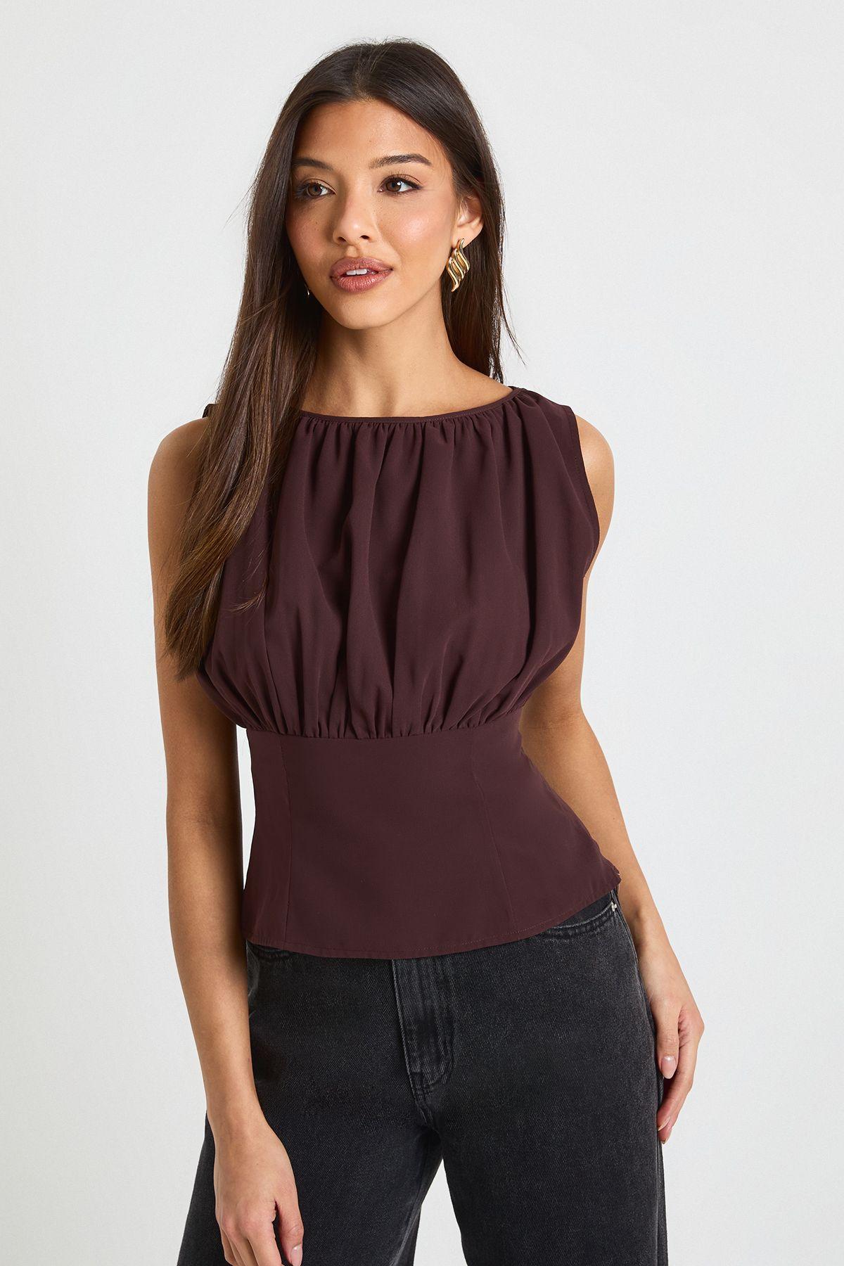Chiffon Ruched Top by BOOHOO