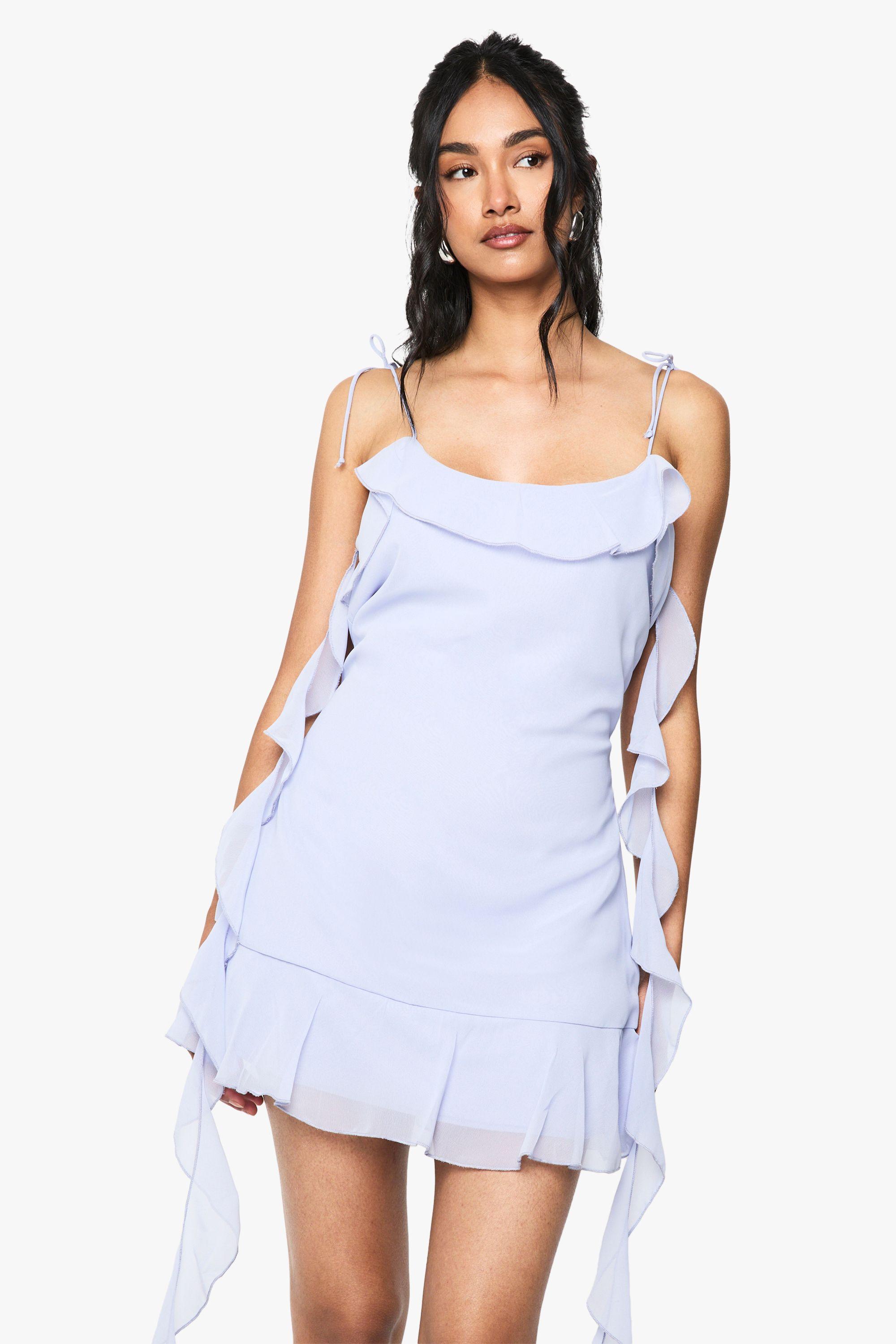 Chiffon Ruffle Mini Dress by BOOHOO