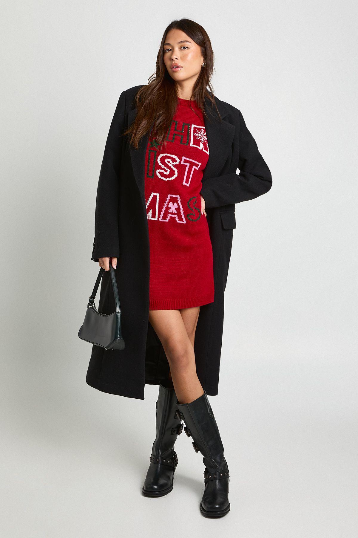 Christmas Letter Jumper Dress by BOOHOO