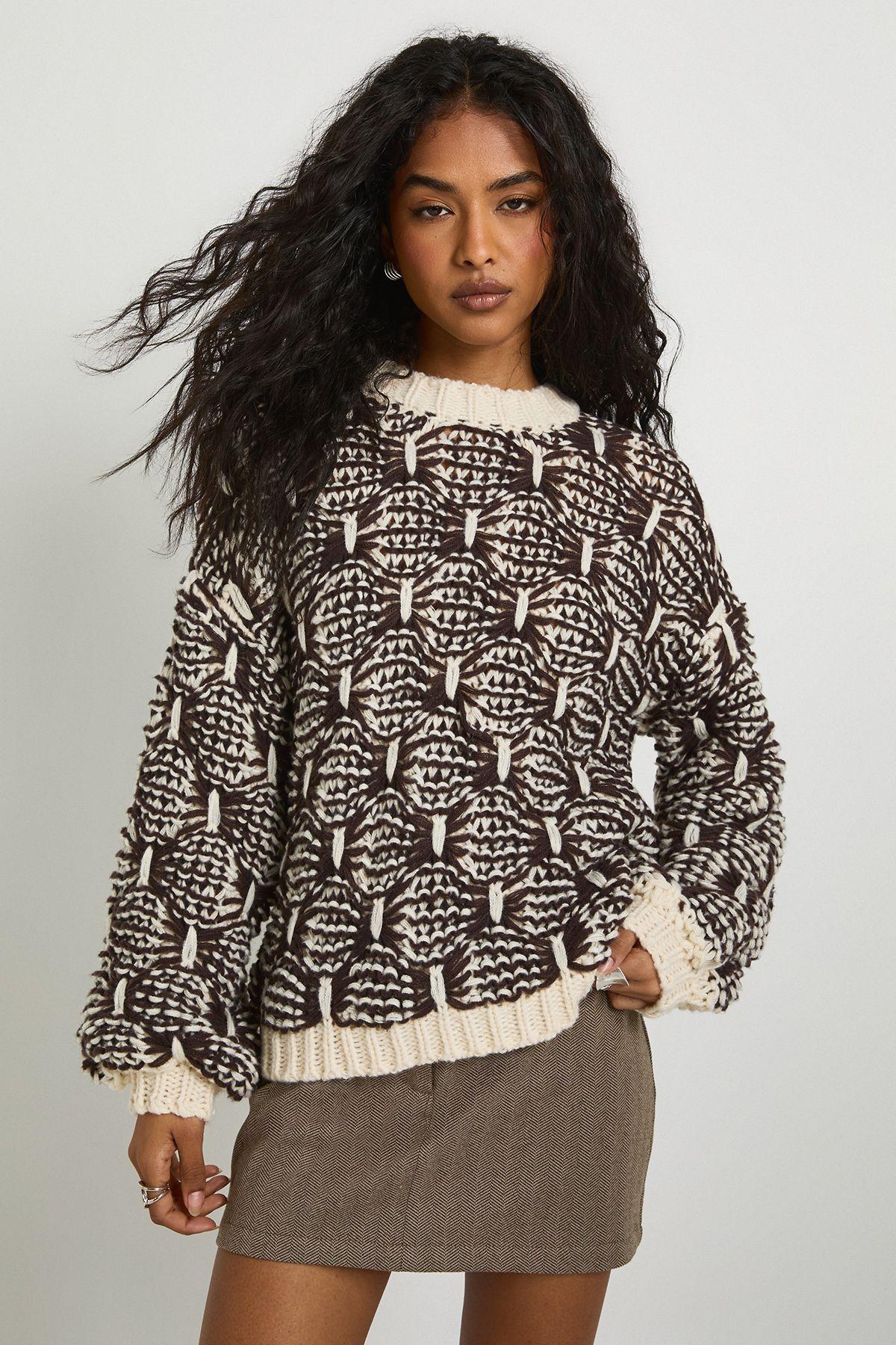 Chunky Knit Stitch Detail Oversized Jumper by BOOHOO Chunky Knit Stitch Detail Oversized Jumper by BOOHOO