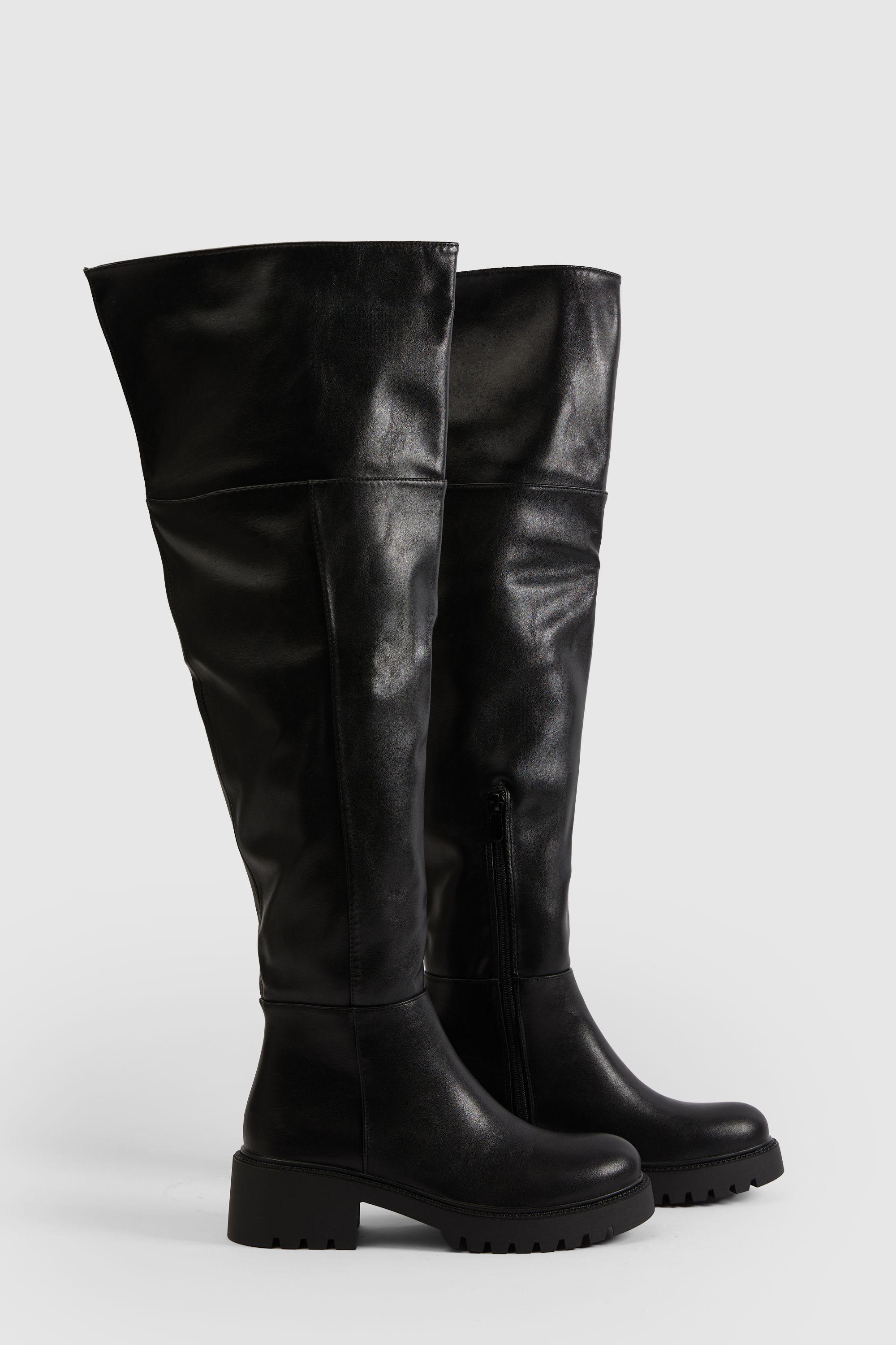 Chunky Over The Knee Boots by BOOHOO