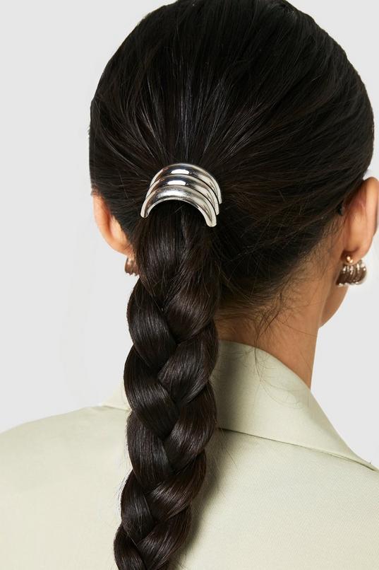Chunky Silver Hair Cuff by BOOHOO